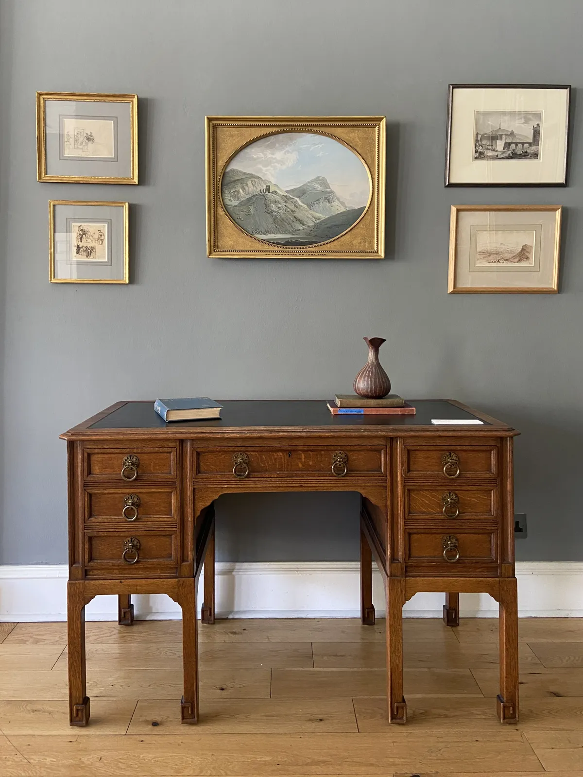 Edward William Godwin (attributed), Oak pedestal desk, c.1880