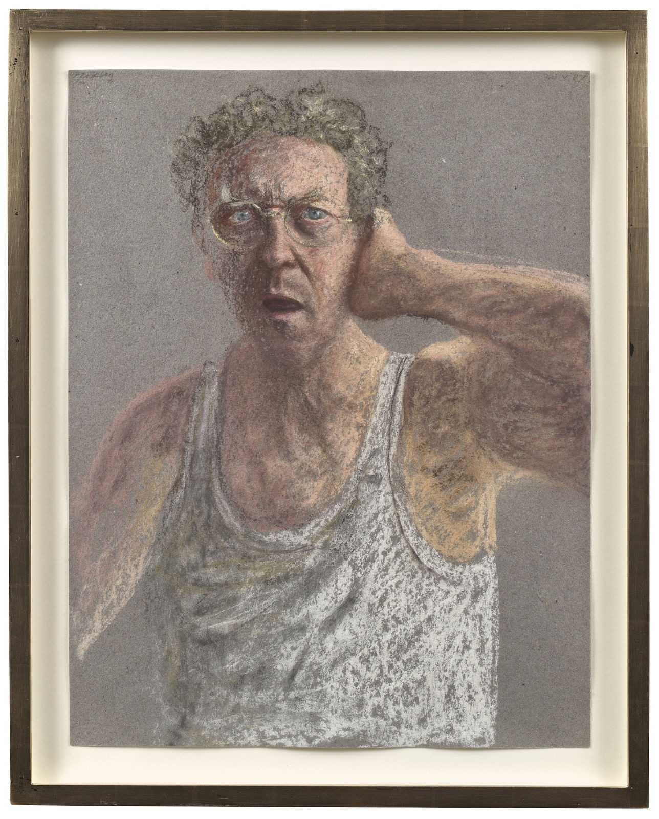 Avigdor Arikha, Self portrait in white vest, 1987