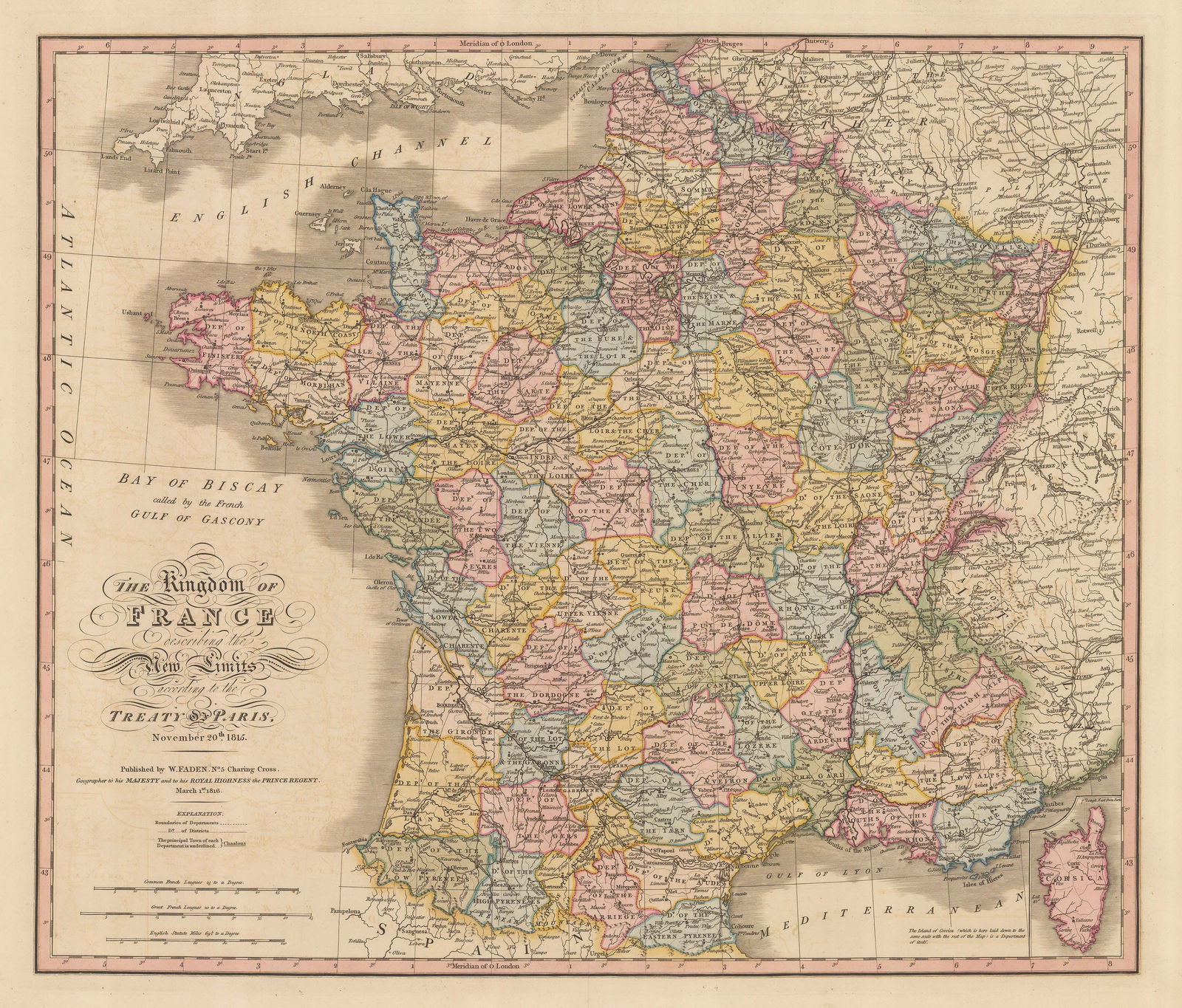 William Faden, The Kingdom of France, 1816