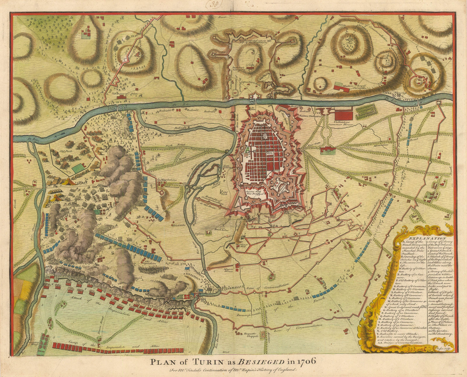 Paul de Rapin & Nicolas Tindal, Battle of Turin, 1740 c.