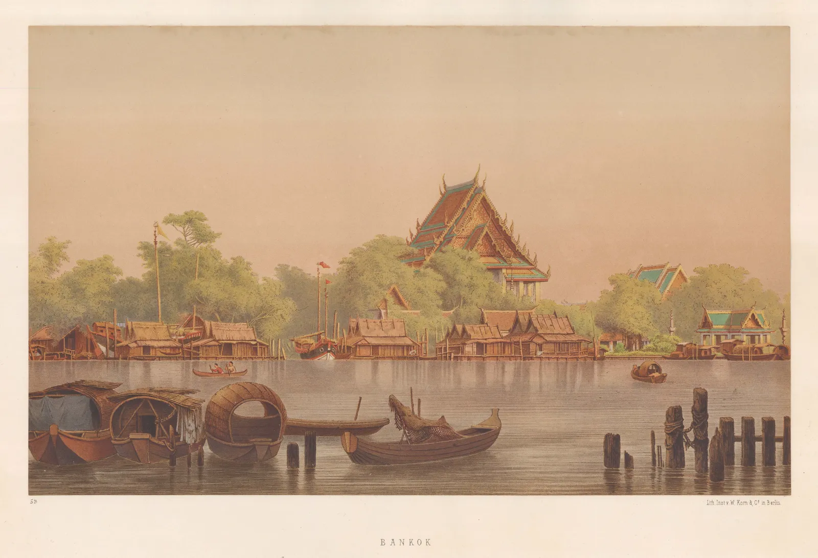 Wilhelm Korn, Thailand - Bangkok RARE, 1864