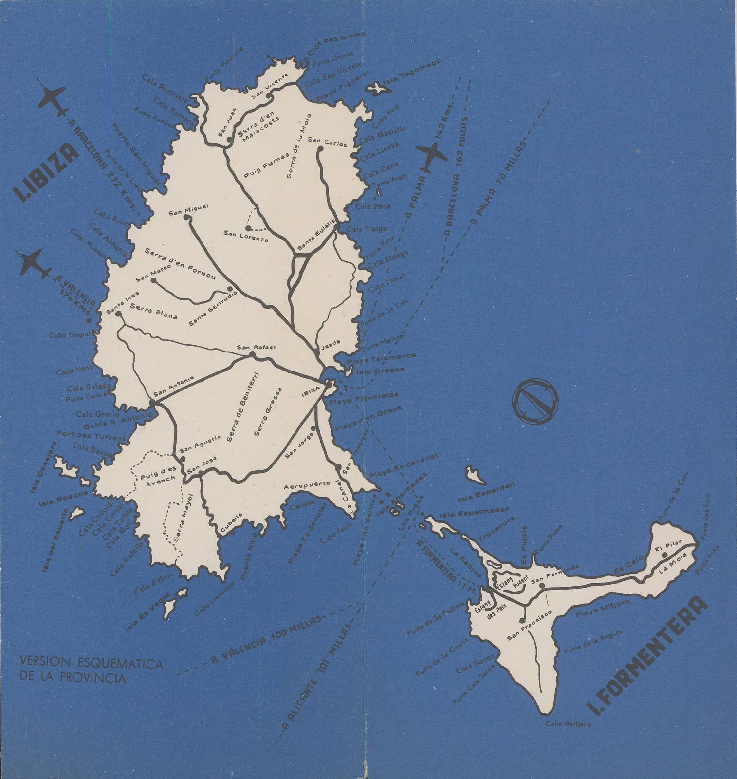 V. Torres Riera, Vintage map of Ibiza and Formentera, 1967