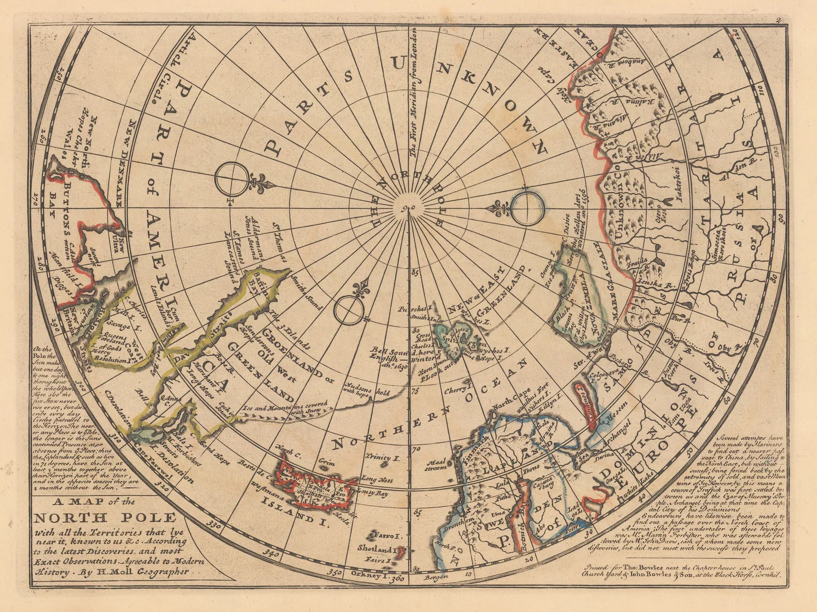 Herman Moll, A Map of the North Pole, 1750 c.