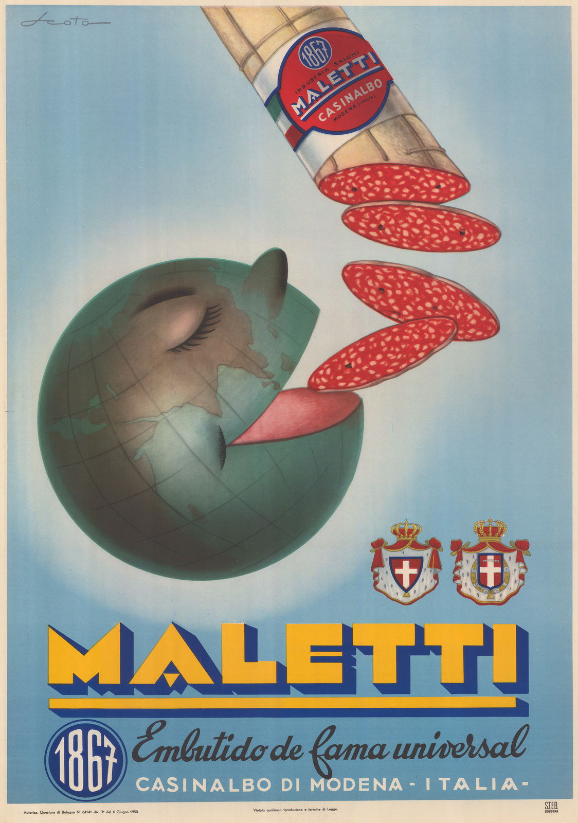 Maletti, Maletti's "World Famous Salami" Poster, 1950 c.