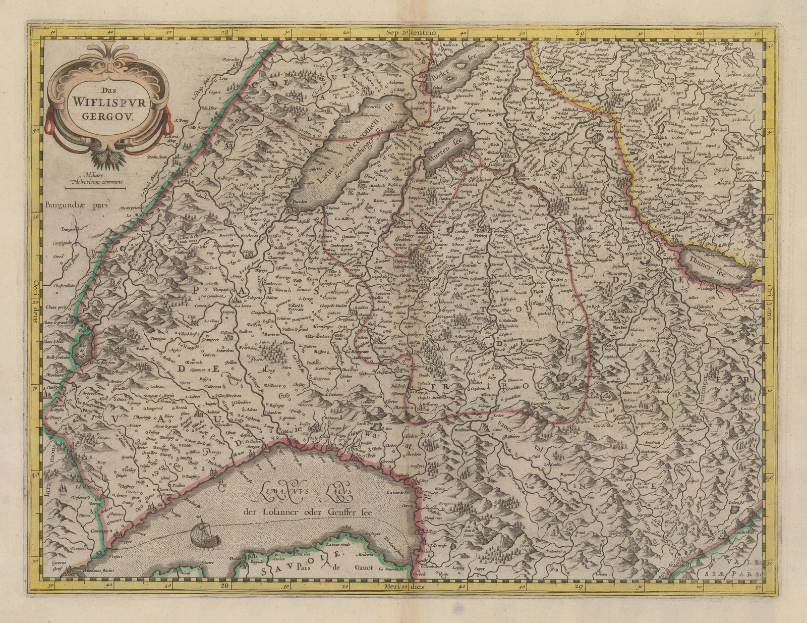 Mercator Hondius, Southwest Switzerland, 1615 c.