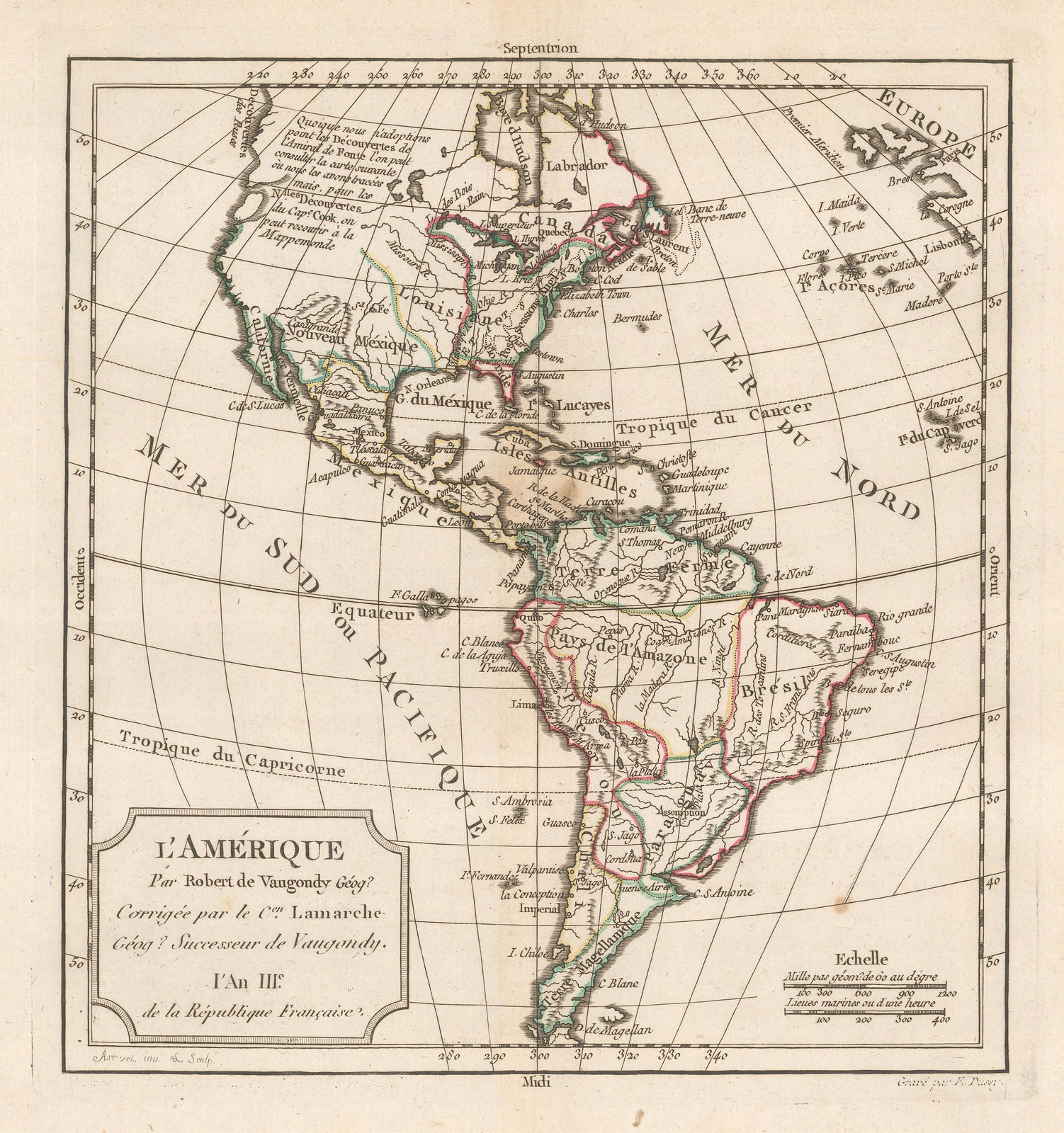 Charles Francois Delamarche, L'Amerique, 1795