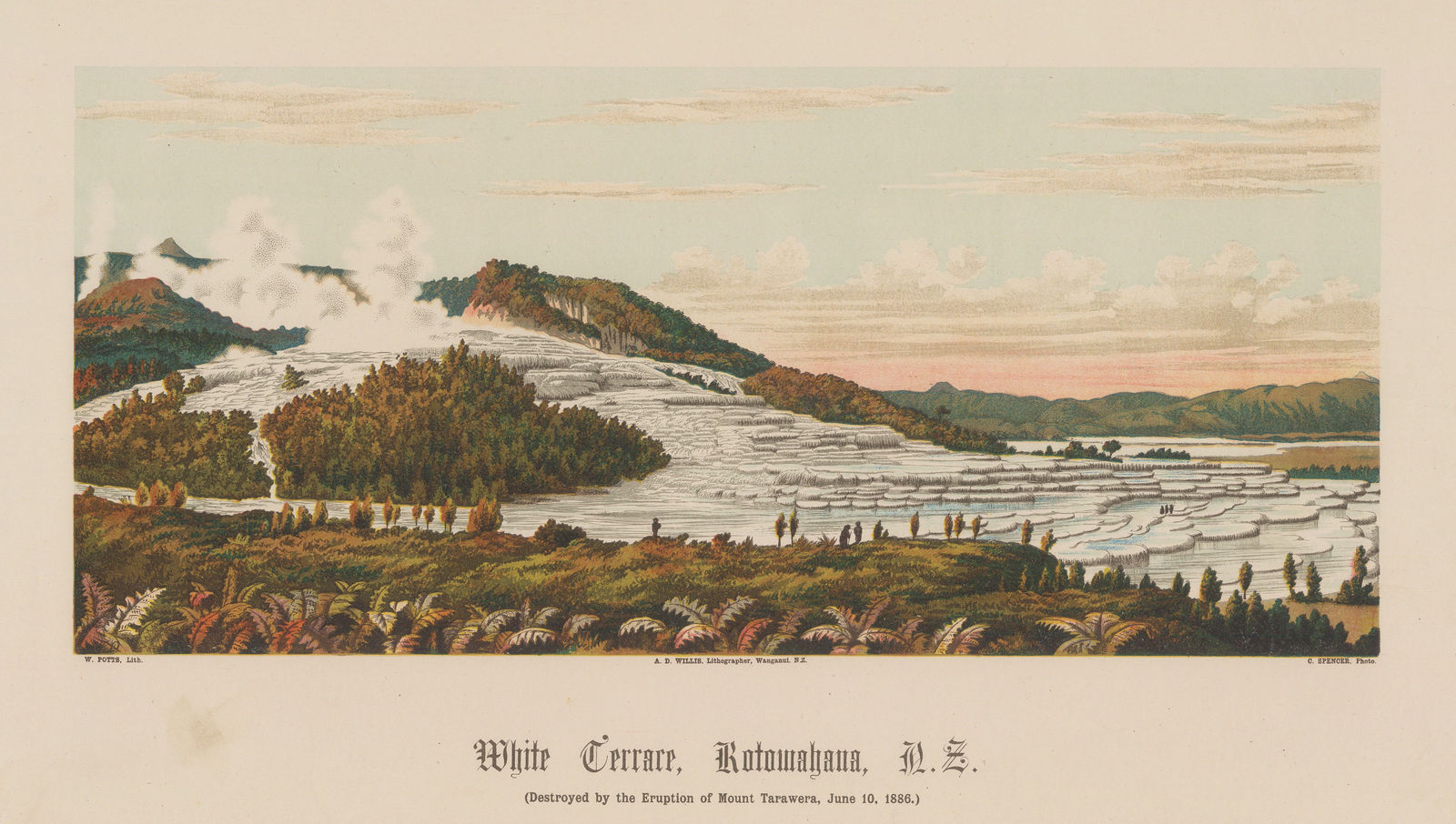 Edward Wakefield, New Zealand - Lake Rotomahana, White Terrace (Te Tarata), 1889