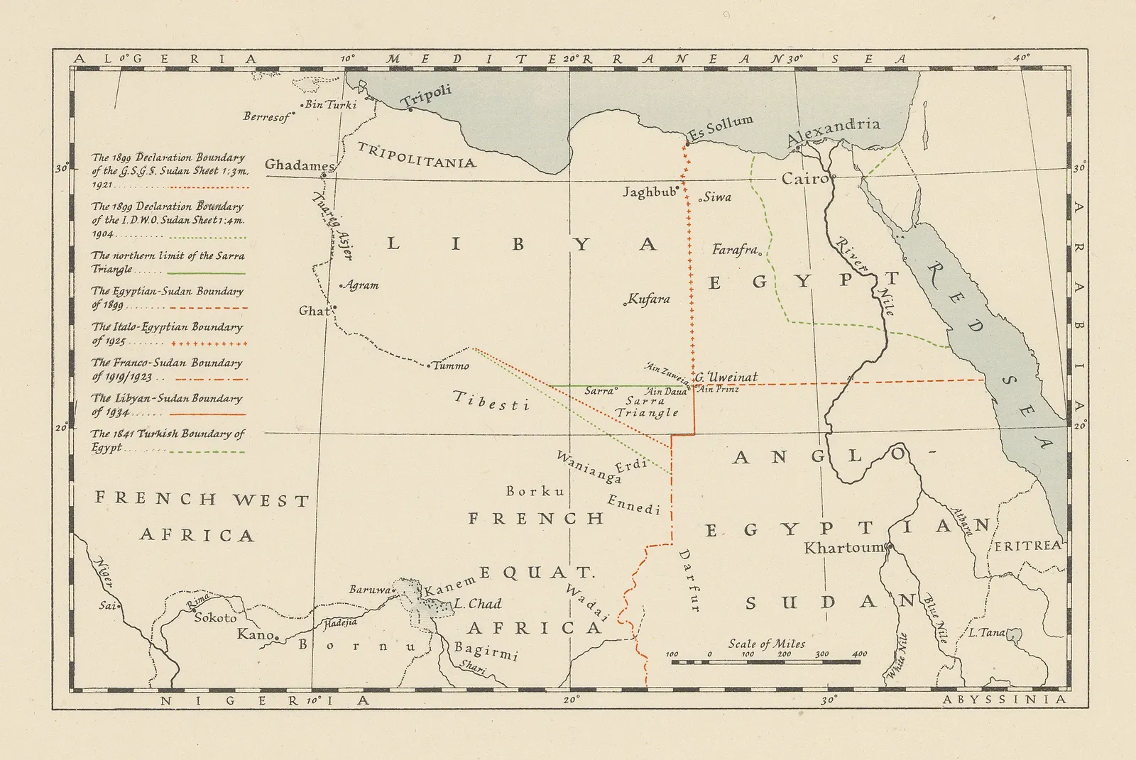 Royal Geographical Society (RGS), Egypt, Libya, and Sudan Boundary Map, 1935