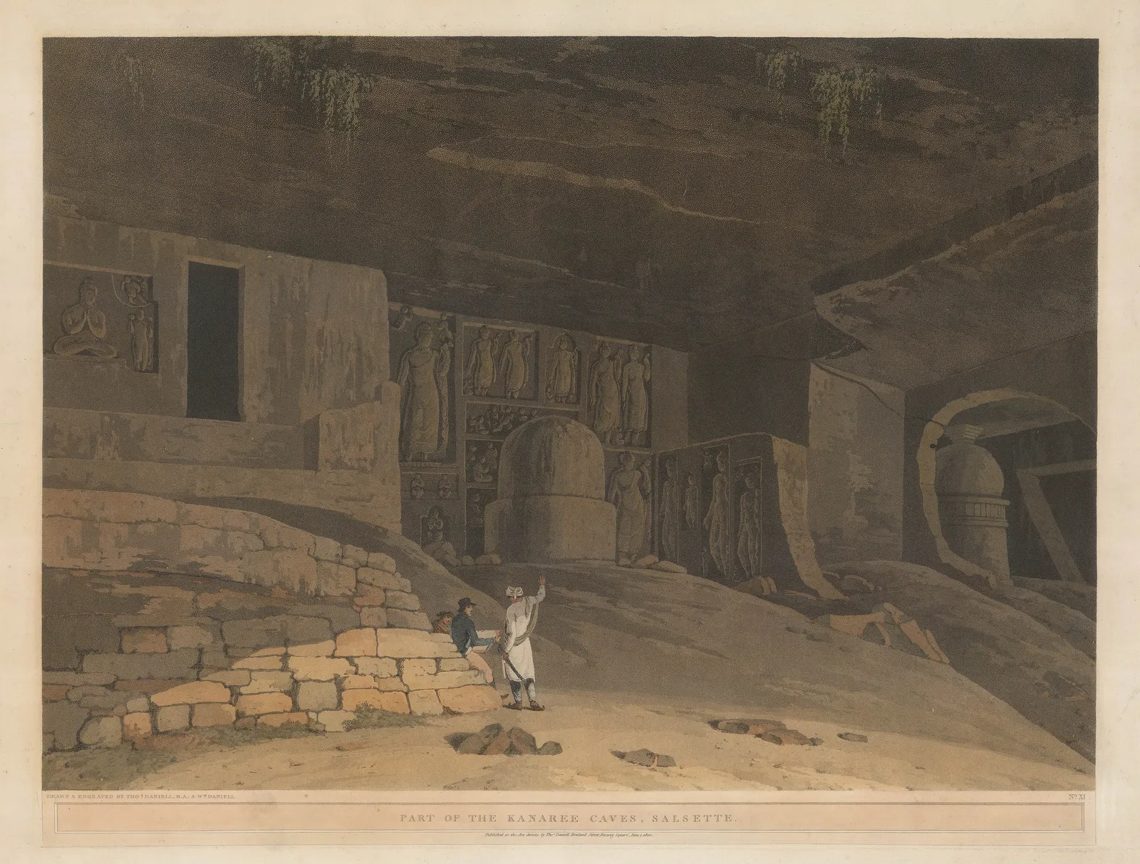 Thomas & William Daniell, India - Mumbai / Bombay, Kanheri Caves at Salsette, 1800