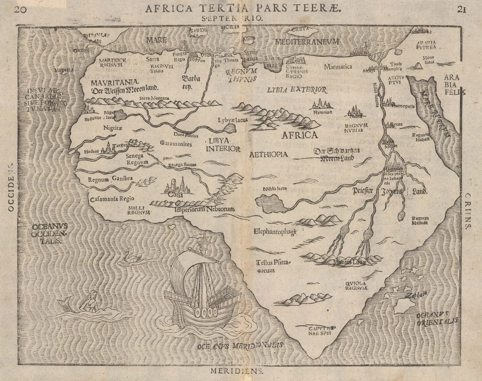 Heinrich Bunting, Bunting's Unorthodox Map of Africa, 1600 c.