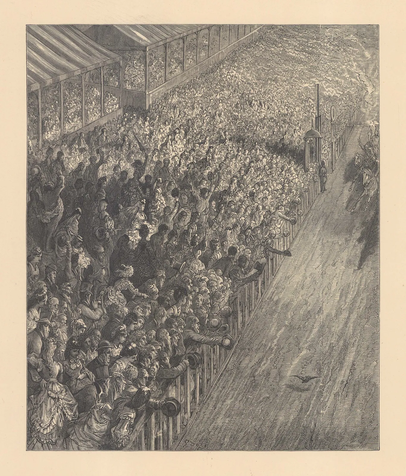 Gustave Doré, Horse Racing - Epsom Derby, Tattenham Corner, 1872