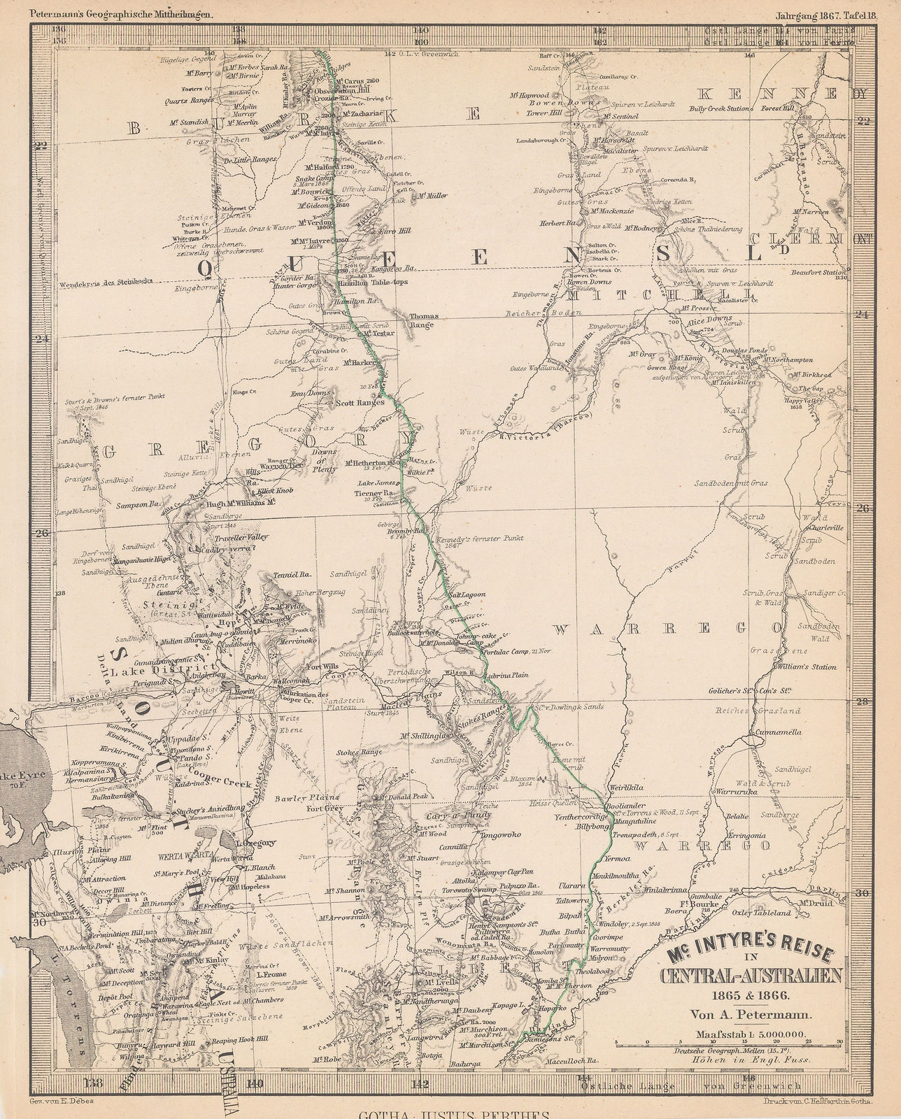 Justus Perthes, McIntyre's Expedition in search of Ludwig Leichhardt, 1867