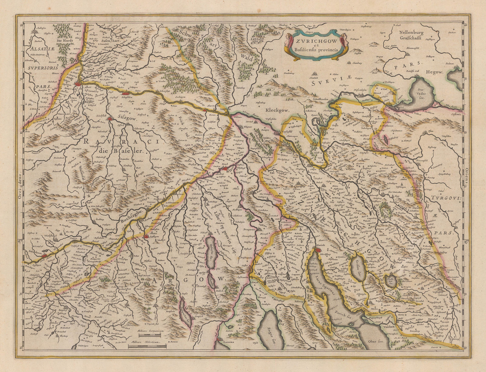Willem & Jan Blaeu, Northwestern Switzerland, 1650 c.