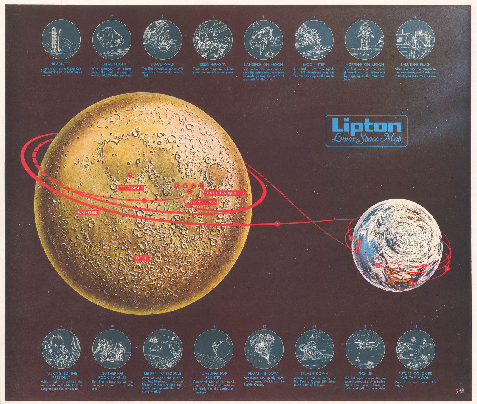 George Zaffo, Lipton's Lunar Space Map, 1969 c.