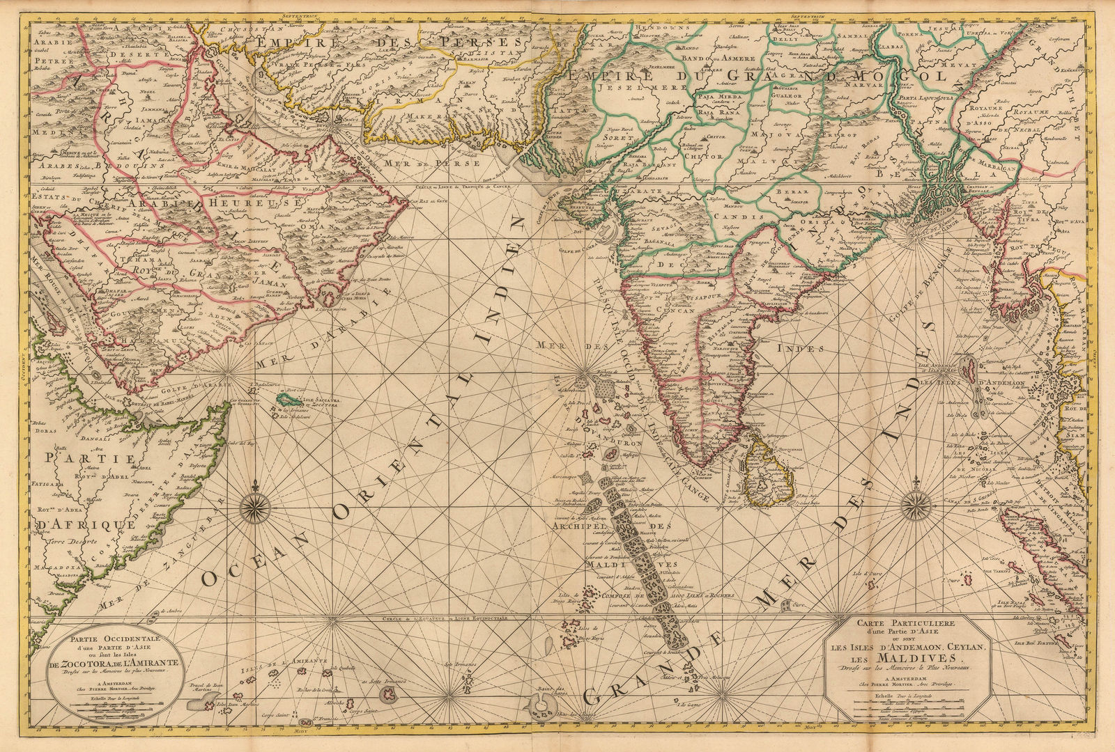 Pierre Mortier, Chart of the Indian Ocean, 1690 c.