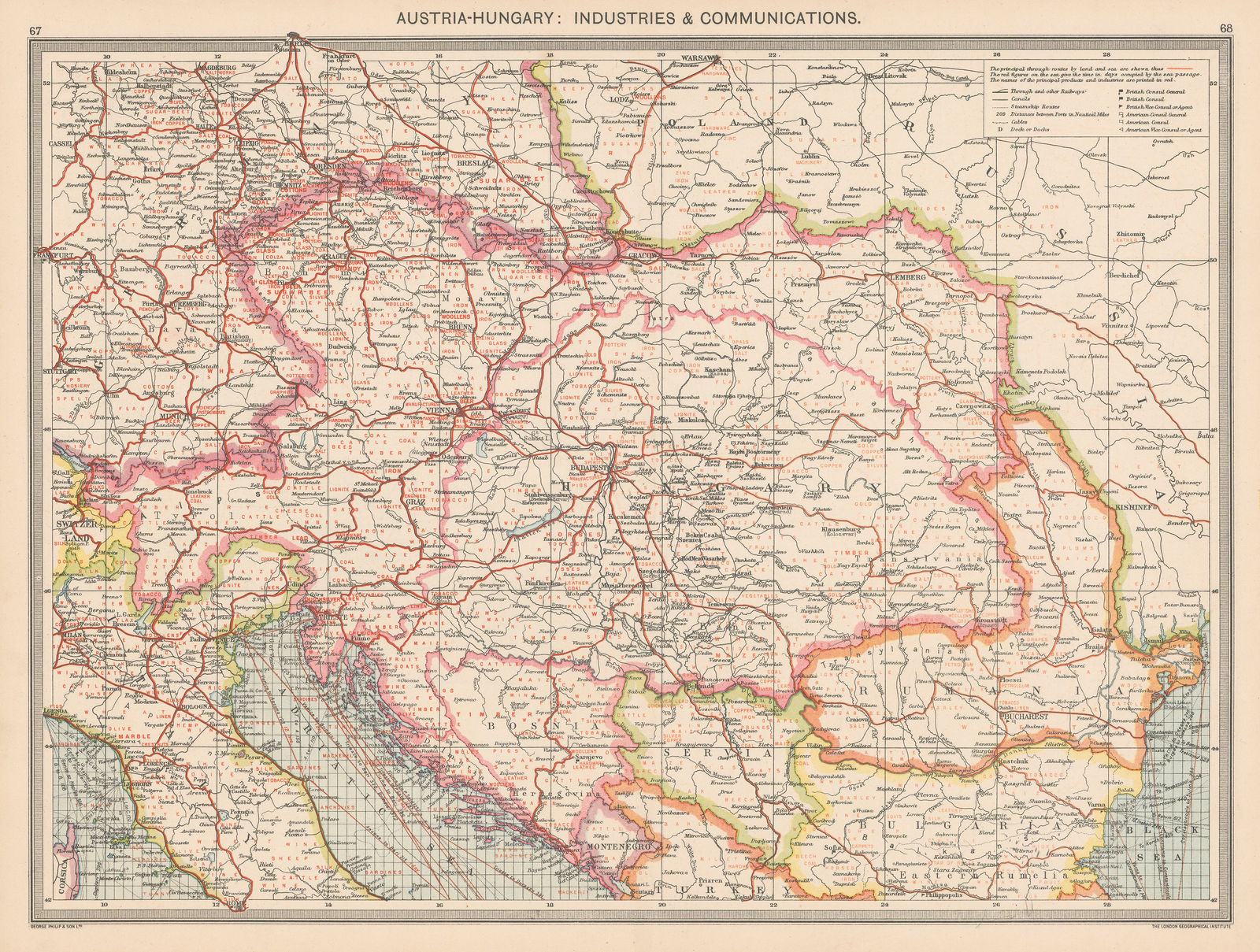 George Philip & Son Ltd., Austria-Hungary: Industries & Communications, 1910 c.
