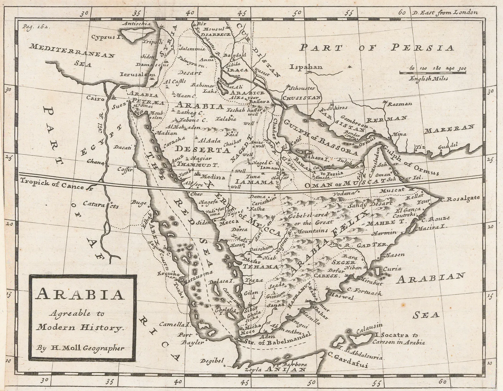 Herman Moll, Arabia Agreable to Modern History, 1725
