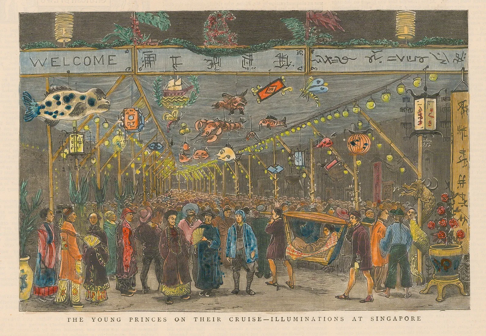 The Graphic Magazine, Singapore - Illuminations at Singapore, 1882
