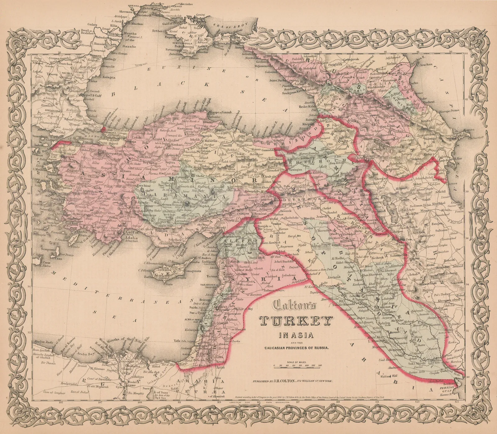 Joseph Hutchins Colton, The Middle East, 1861