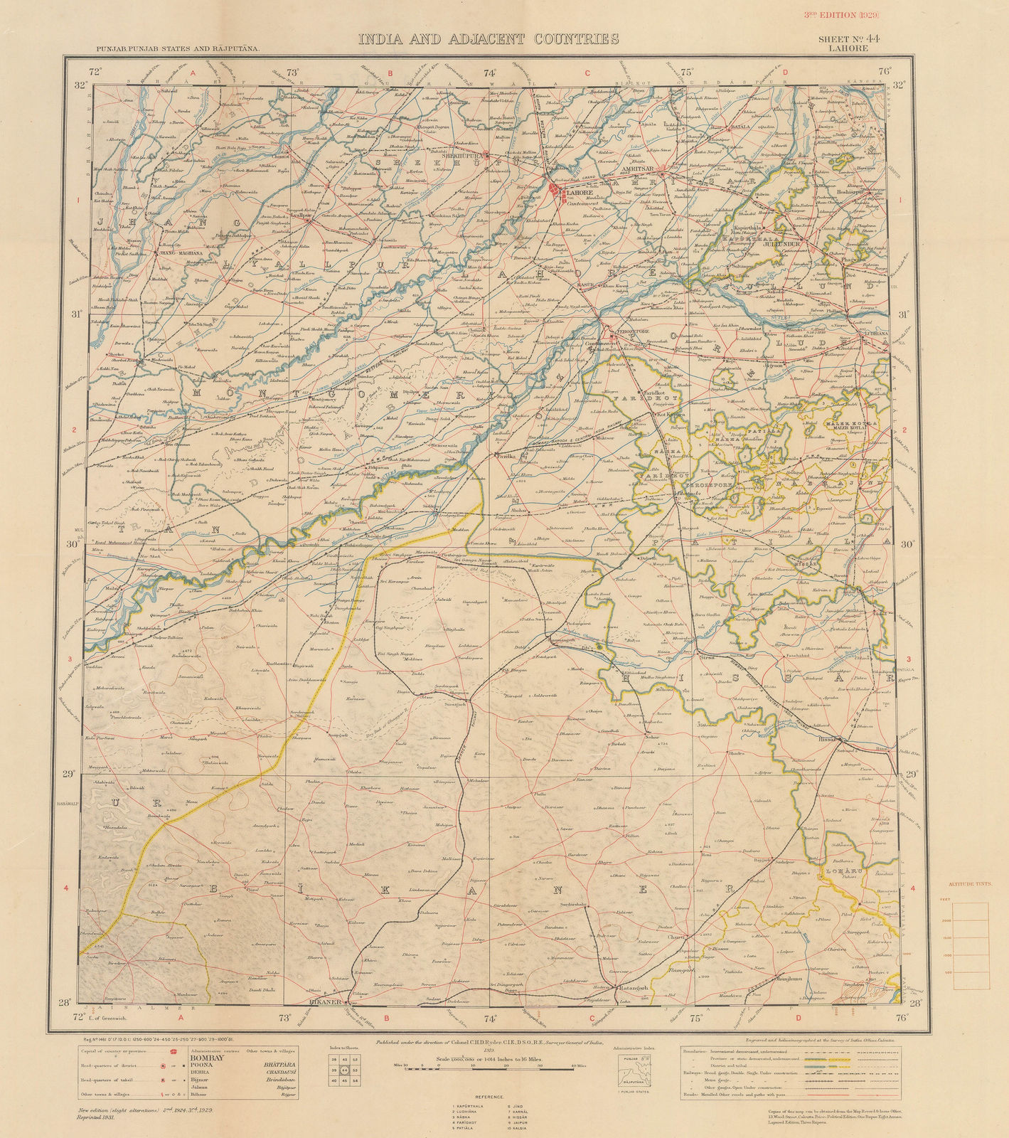 Survey of India, Lahore and environs, 1931