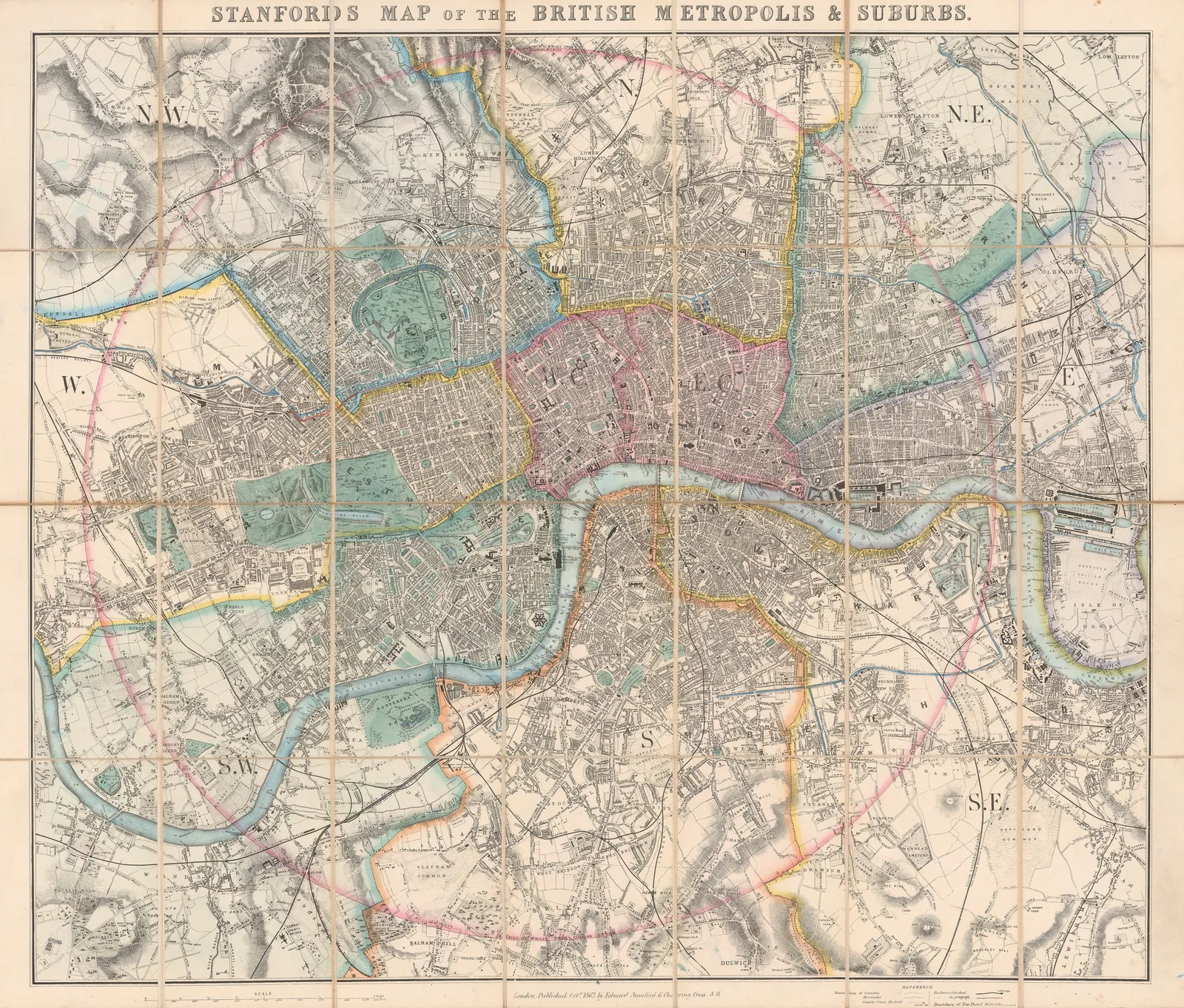 Edward Stanford, Map of the British Metropolis and Suburbs, 1862