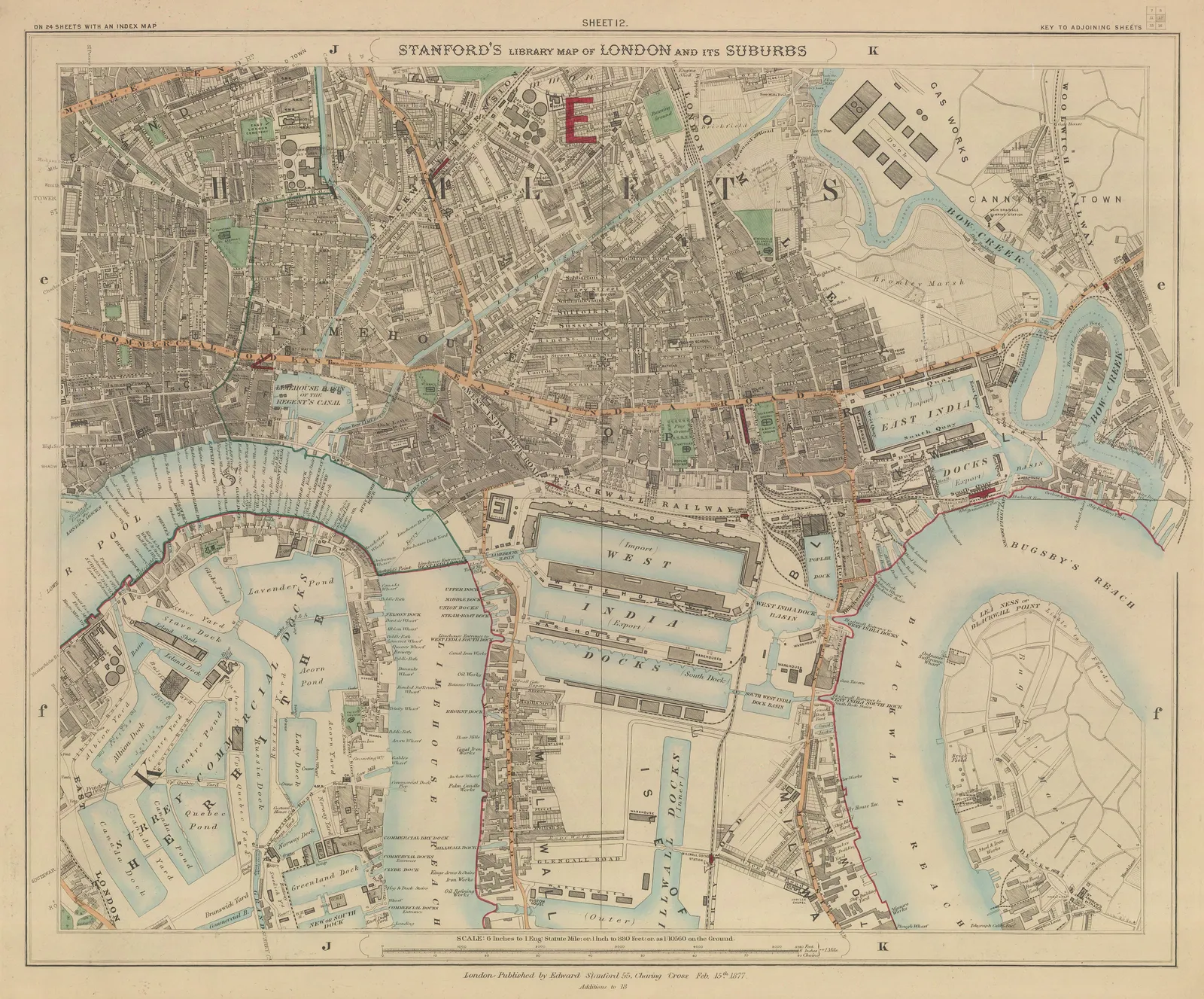 Edward Stanford, Limehouse, Canary Wharf & Poplar, 1877