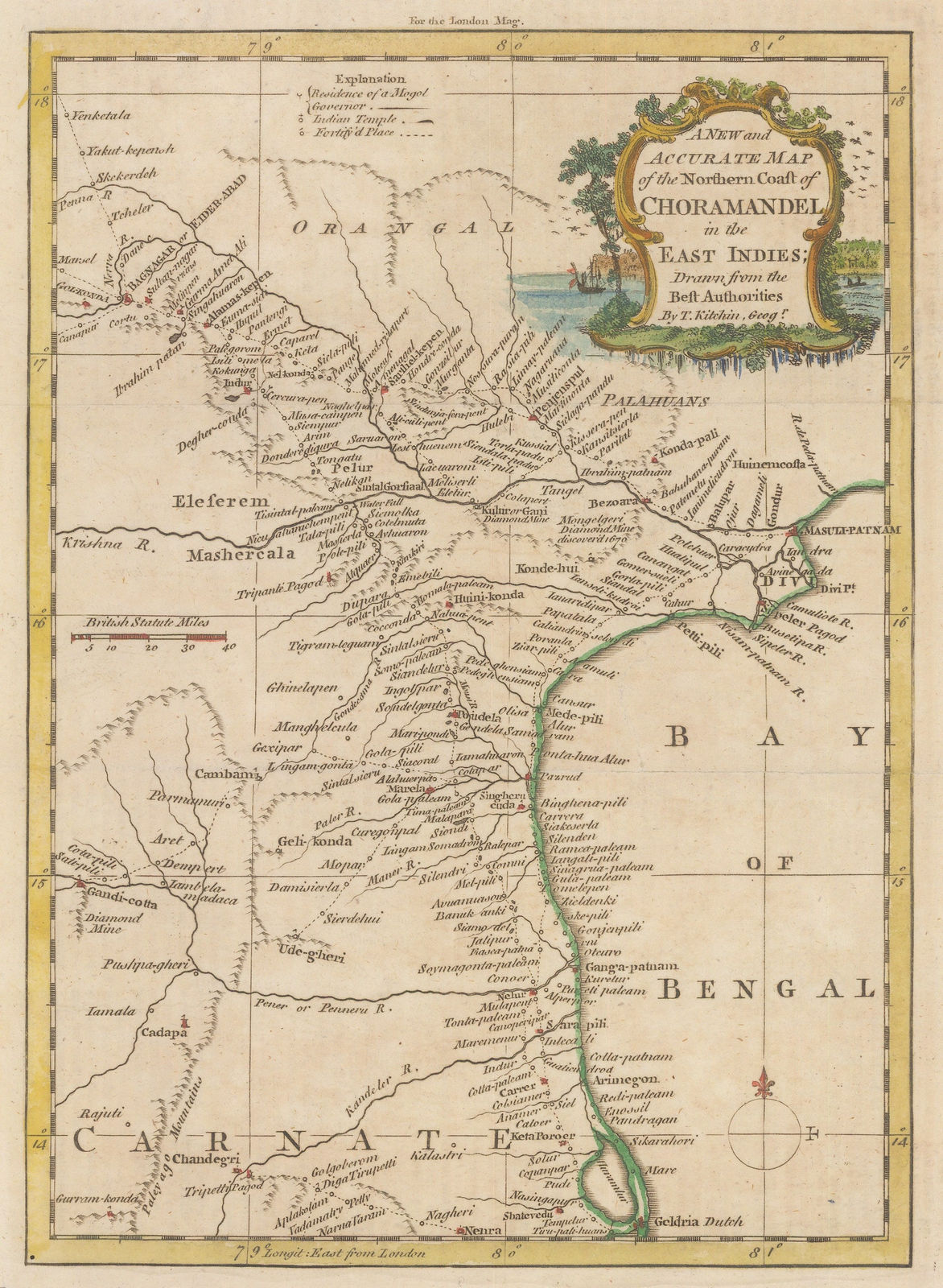 London Magazine, The Coast of Andhra Pradesh, 1757
