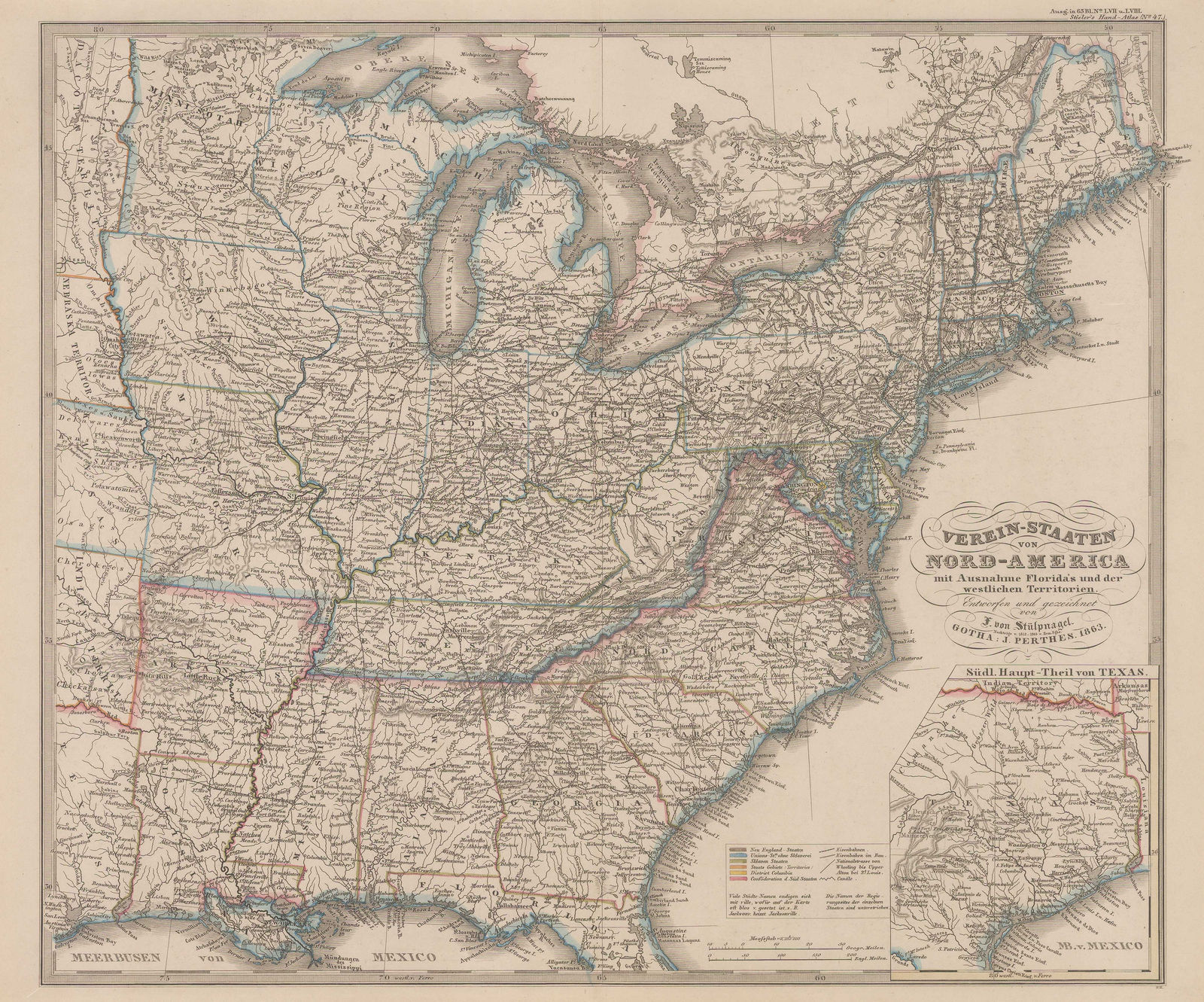 Justus Perthes, Civil War map of the United States, 1863