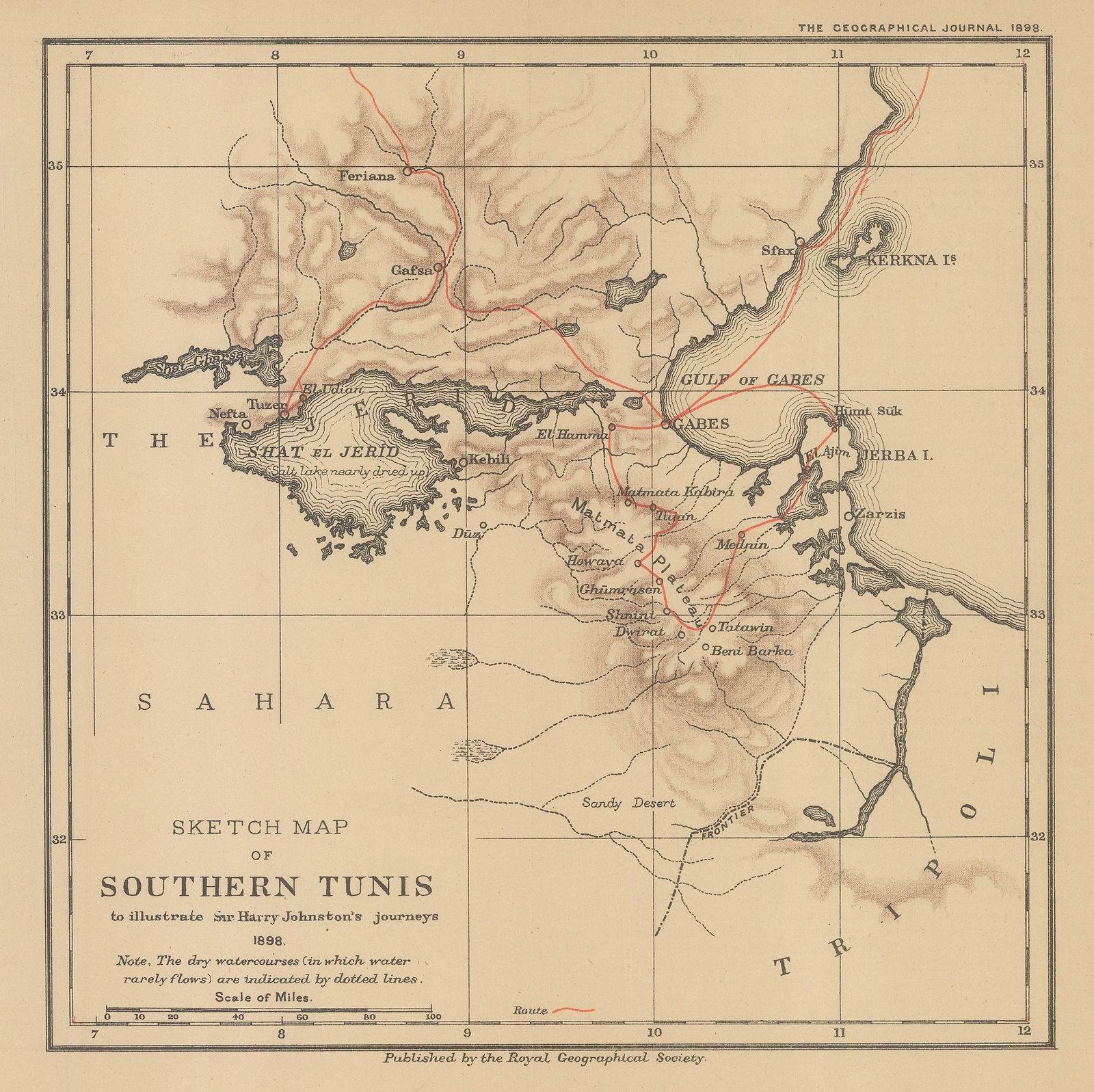 Royal Geographical Society (RGS), Sketch Map of Southern Tunis, 1898