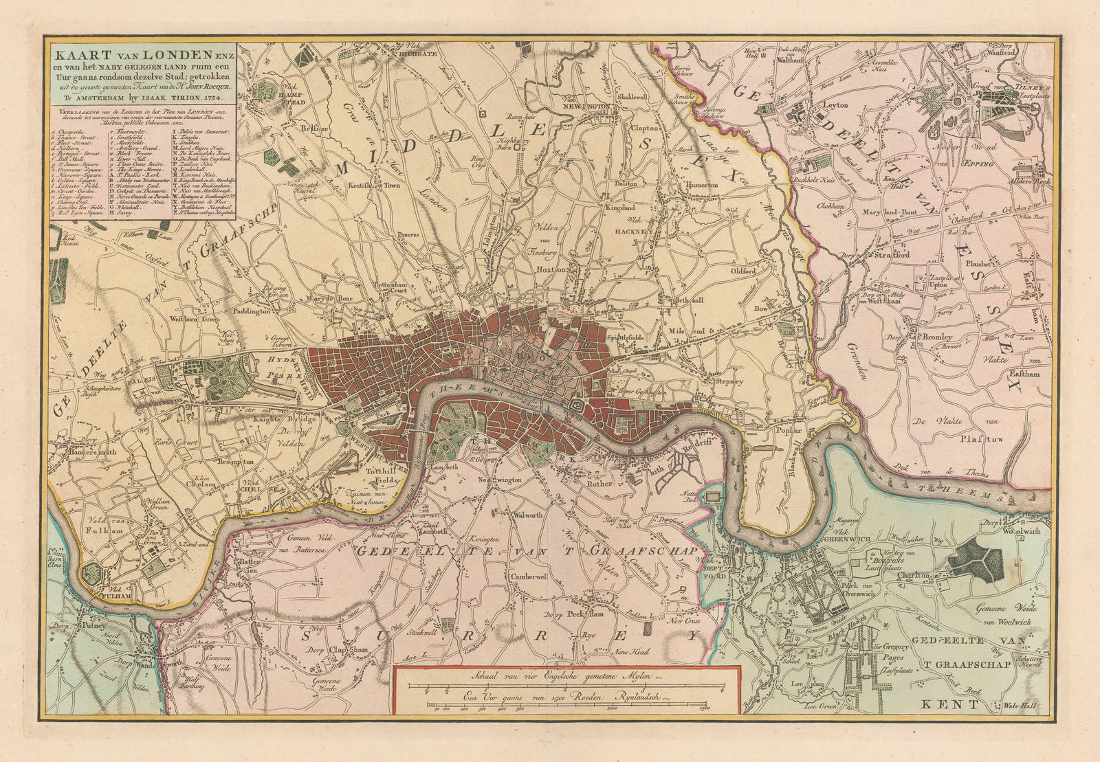 Isaac Tirion, Kaart van Londen, 1754