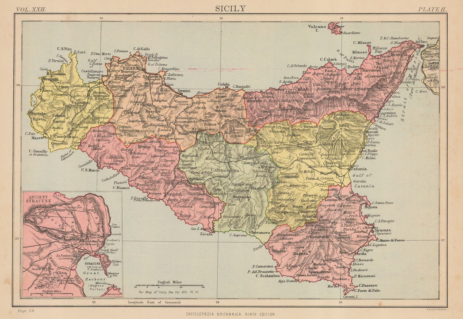 W. & A.K. Johnston, Sicily, 1880 c