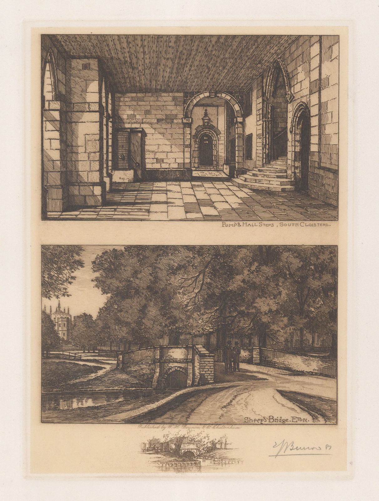 Edward Burrow, Eton College - South Cloisters and Sheep's Bridge, 1901