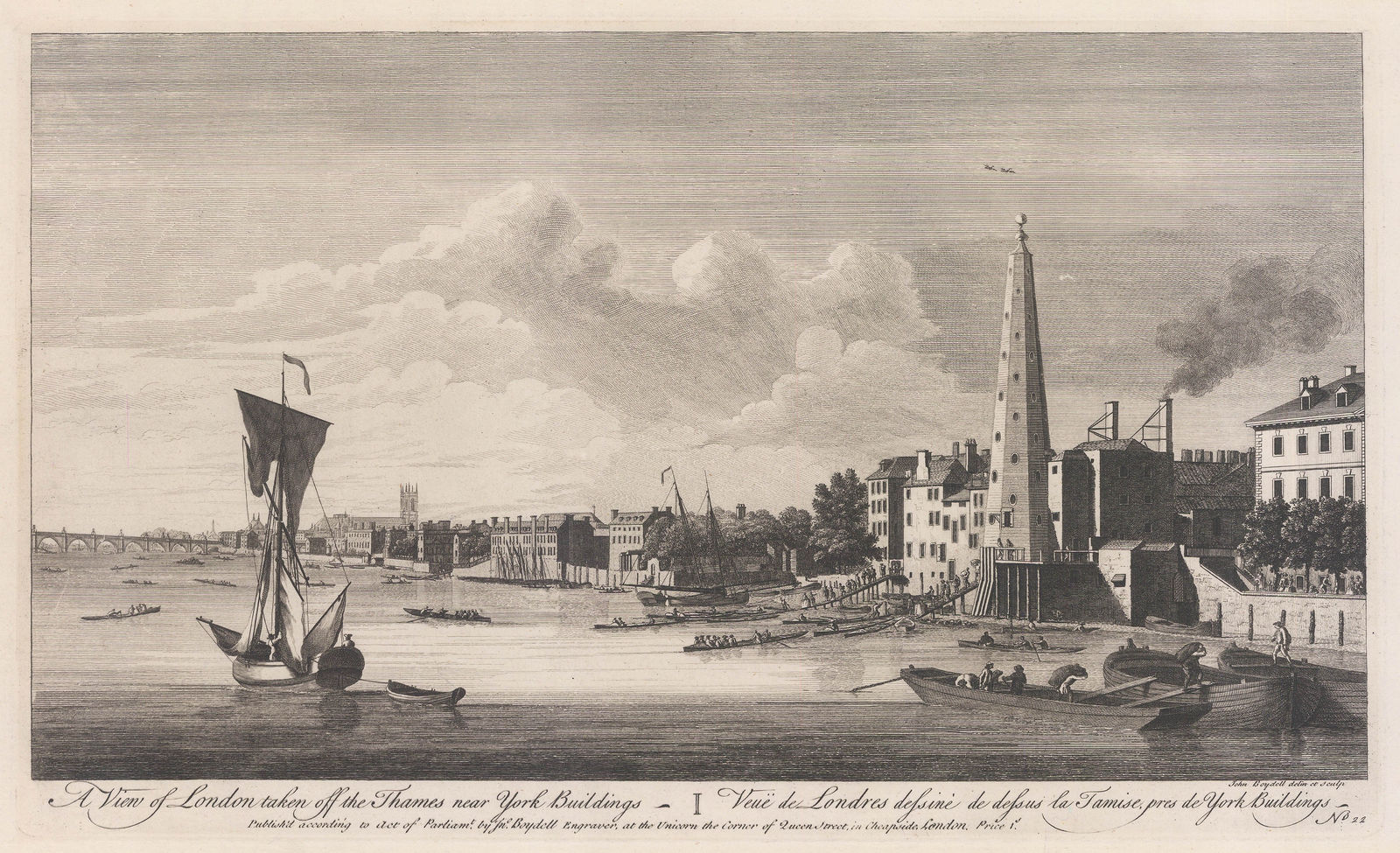 John Boydell, London - Westminster pre-Thames Embankment, 1752
