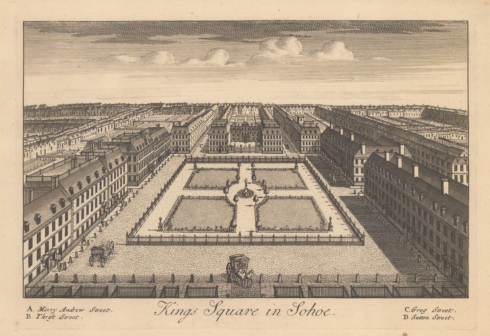 John Stow, London - Soho Square (King's Square), 1750 c.