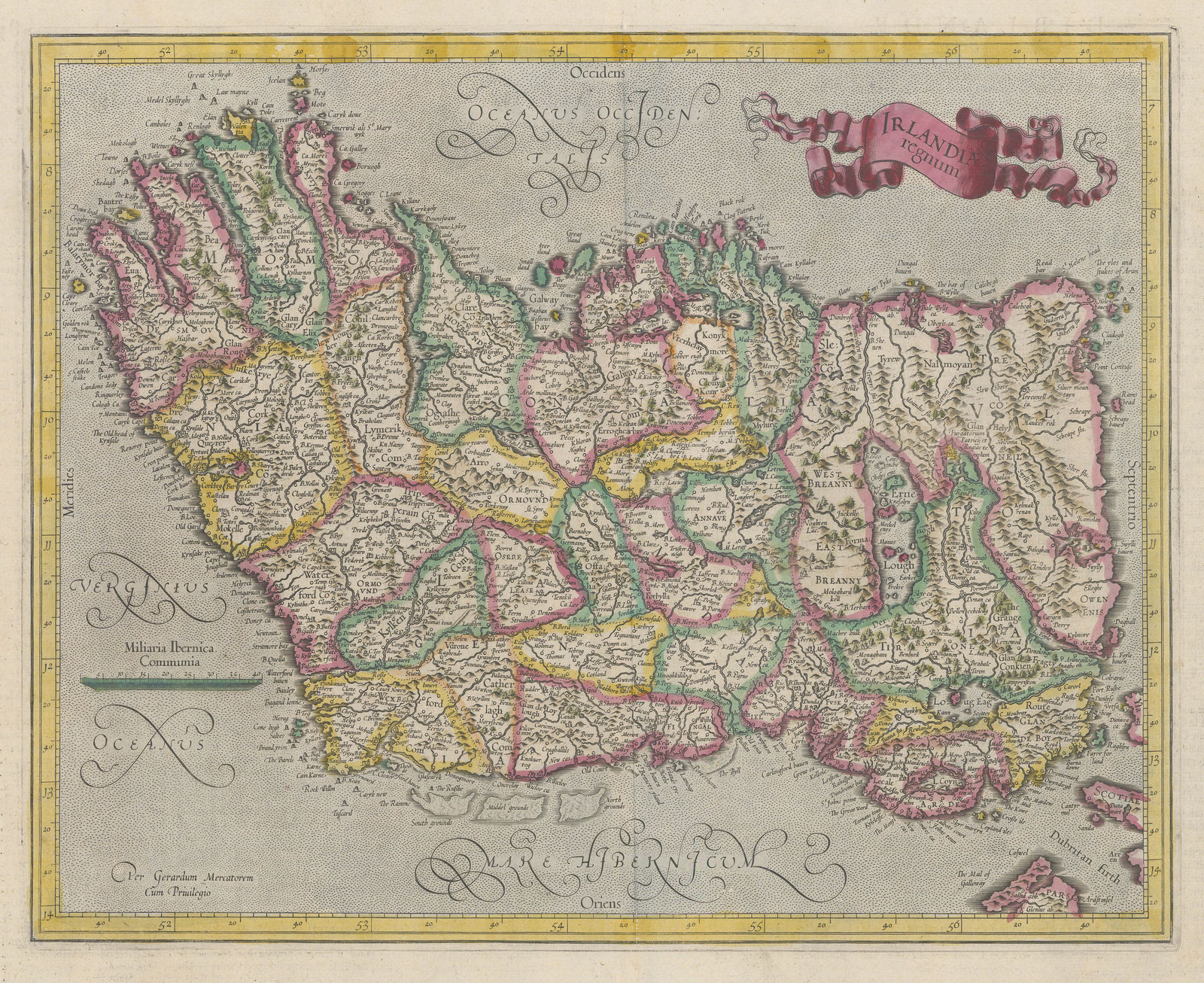 Mercator Hondius, Irlandiae Regnum, 1633