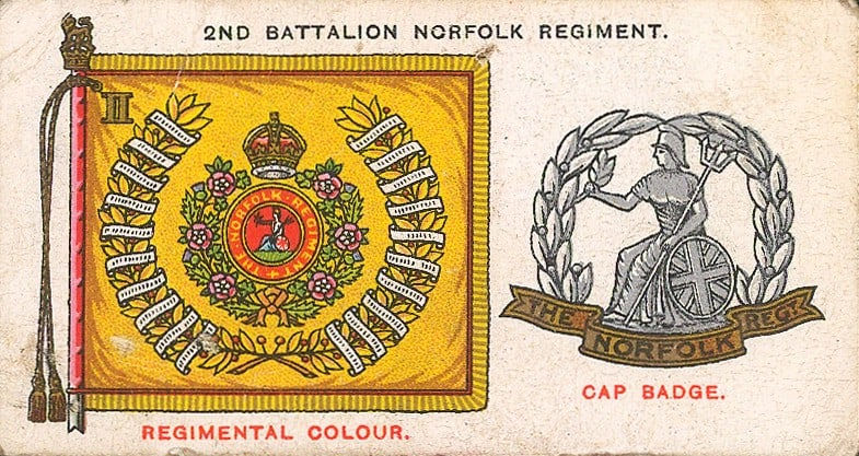 Cigarette Cards, British Army - Infantry, 2nd Battalion Norfolk Regiment, 1915 c.