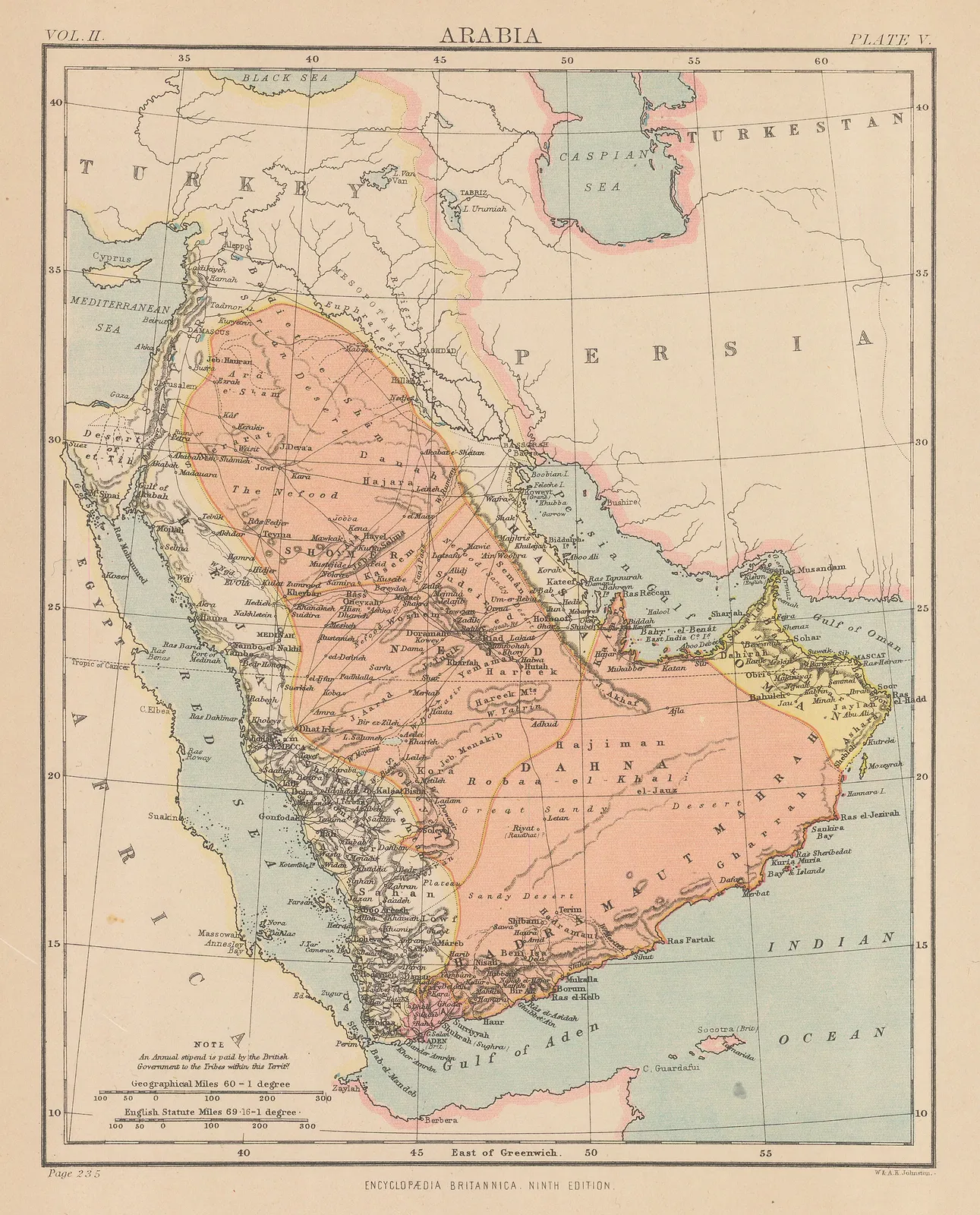 W. & A.K. Johnston, Arabia, 1880 c.