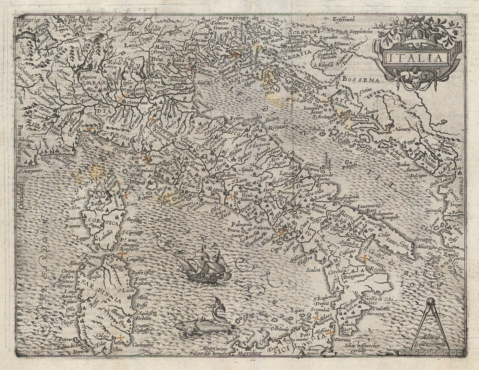 Matthias Quad, Early map of Italy, 1610 c.