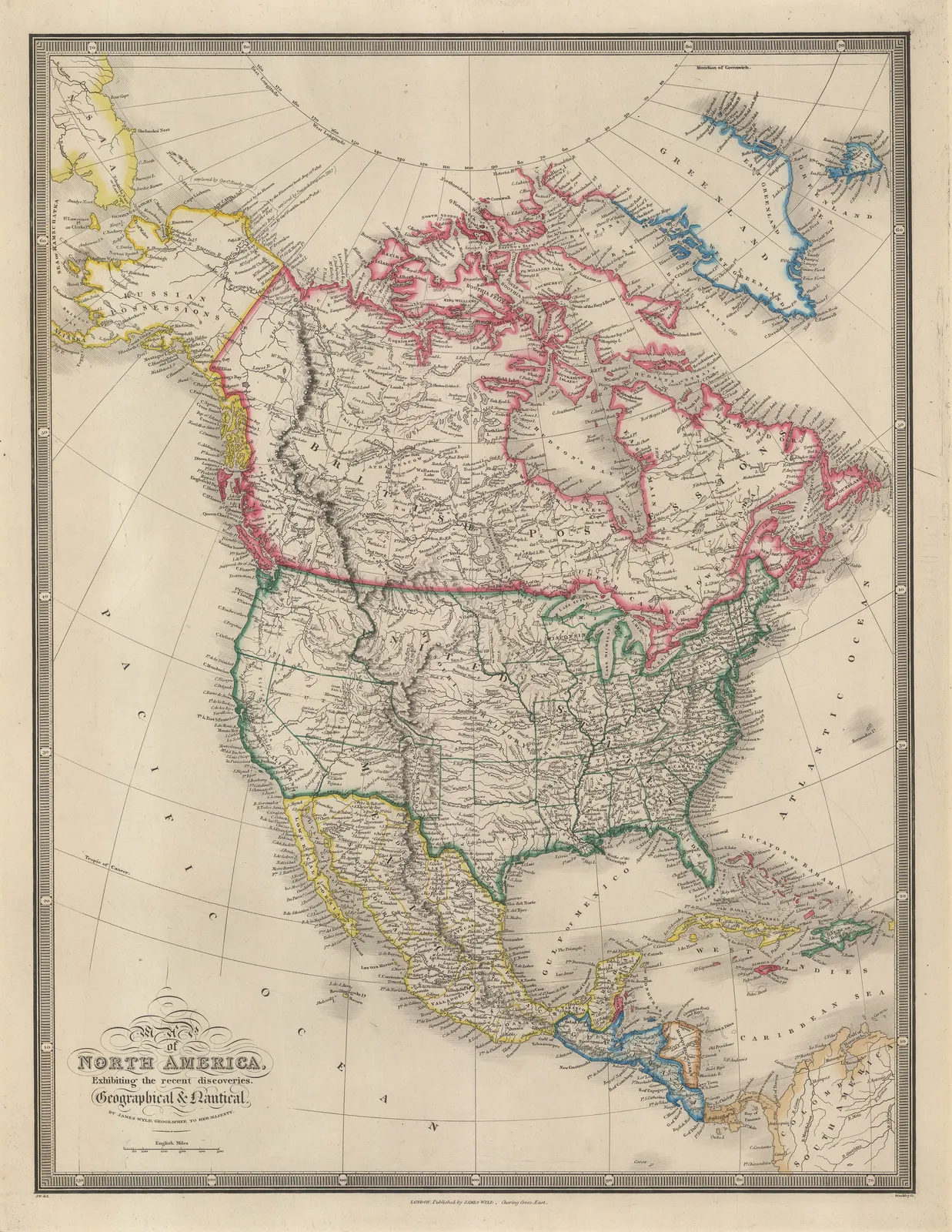 James Wyld, Map of North America, 1852 c.