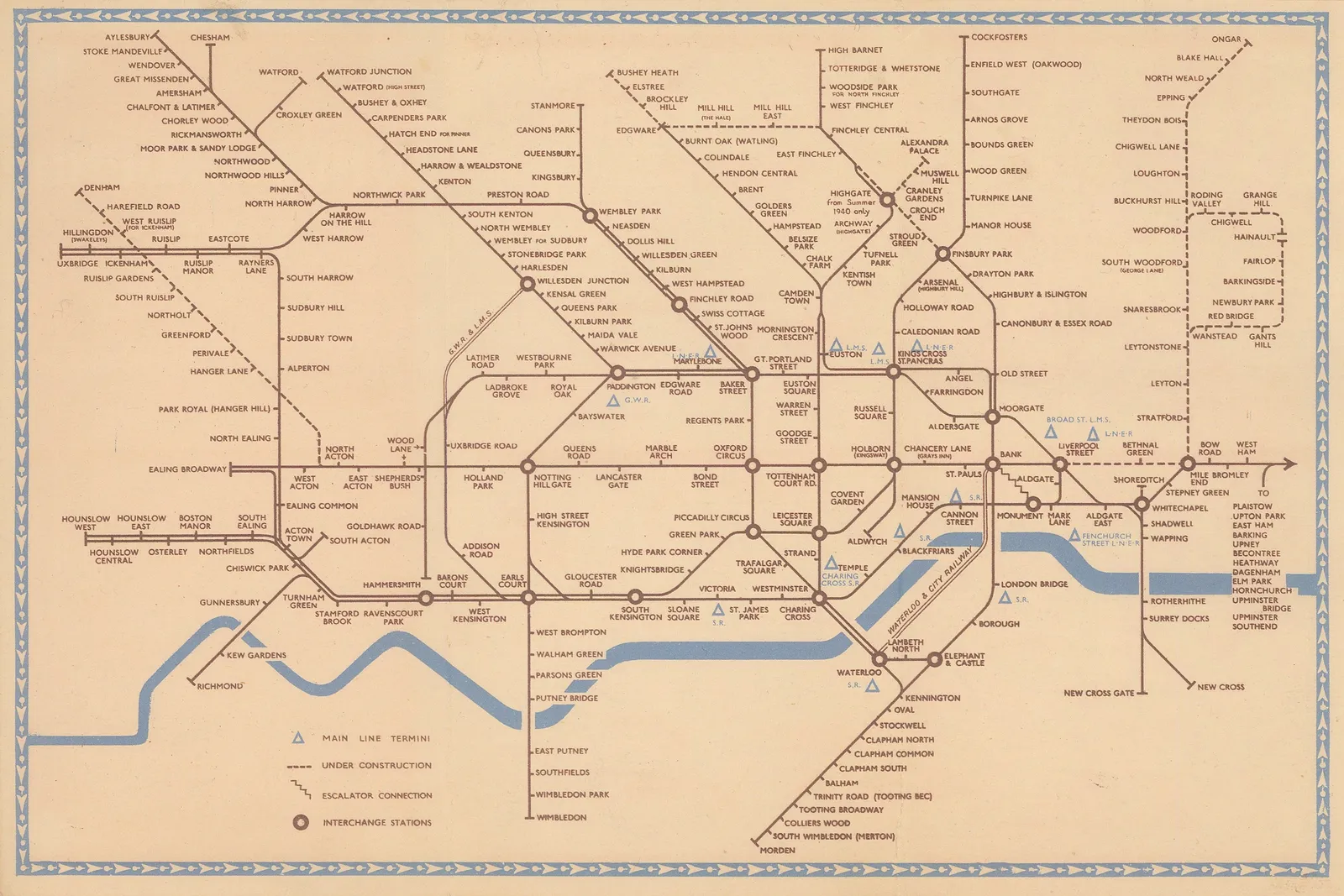 Hans Schleger, Wartime Tube Map, 1940