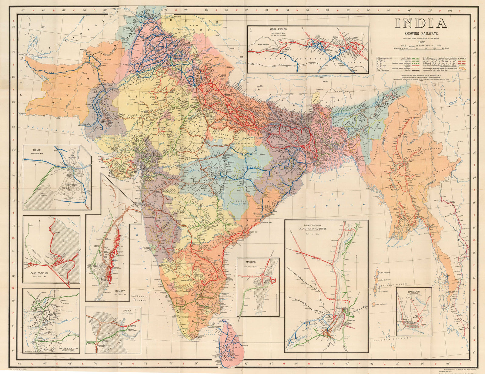 Survey of India, India Showing Railways, 1932