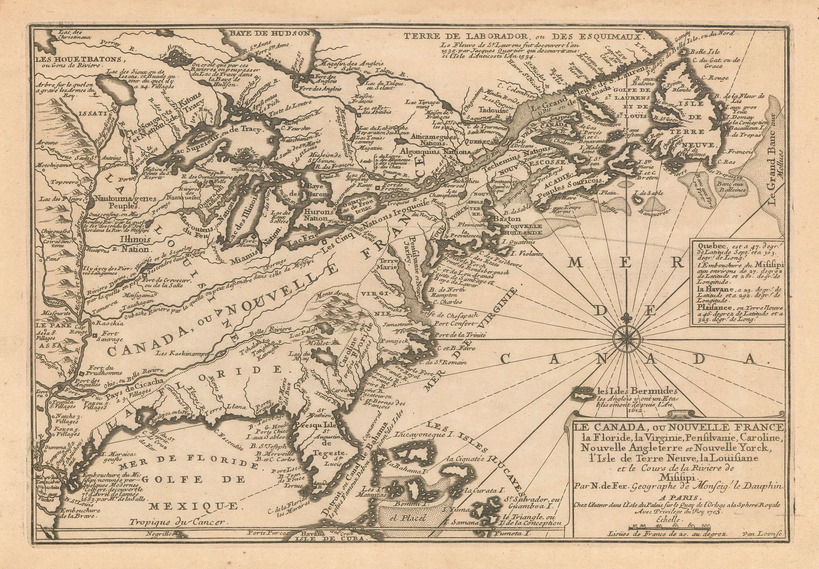 Nicolas de Fer, Eastern Coast of North America, 1705
