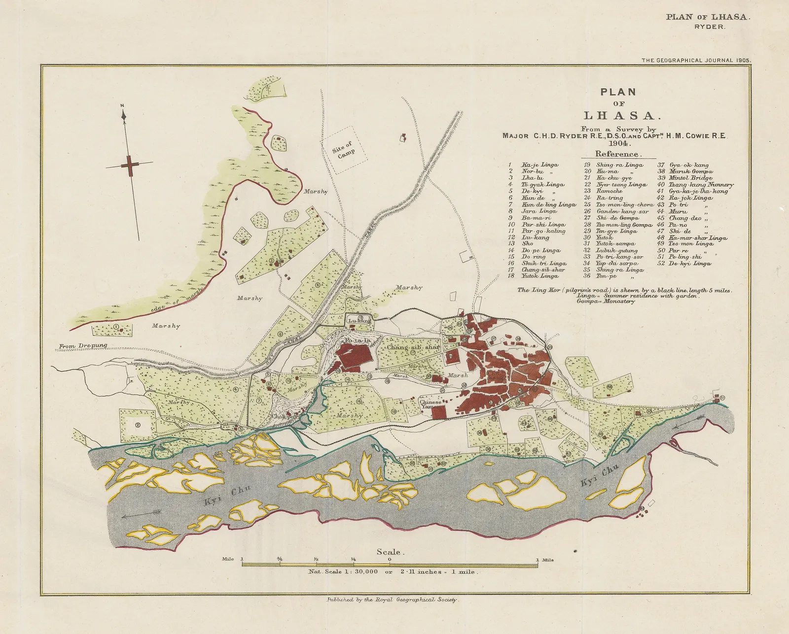 Royal Geographical Society (RGS), Plan of Lhasa, 1905