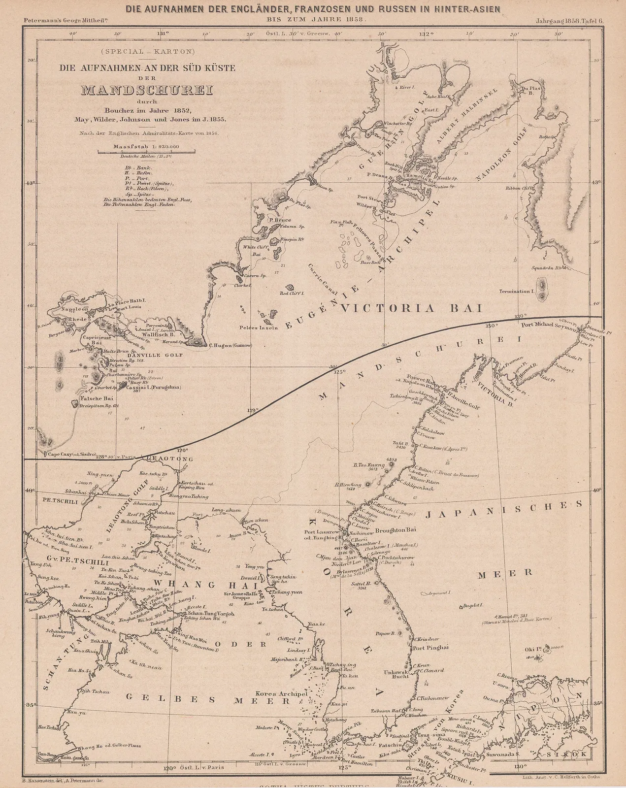 Justus Perthes, Korea & Manchuria, 1858