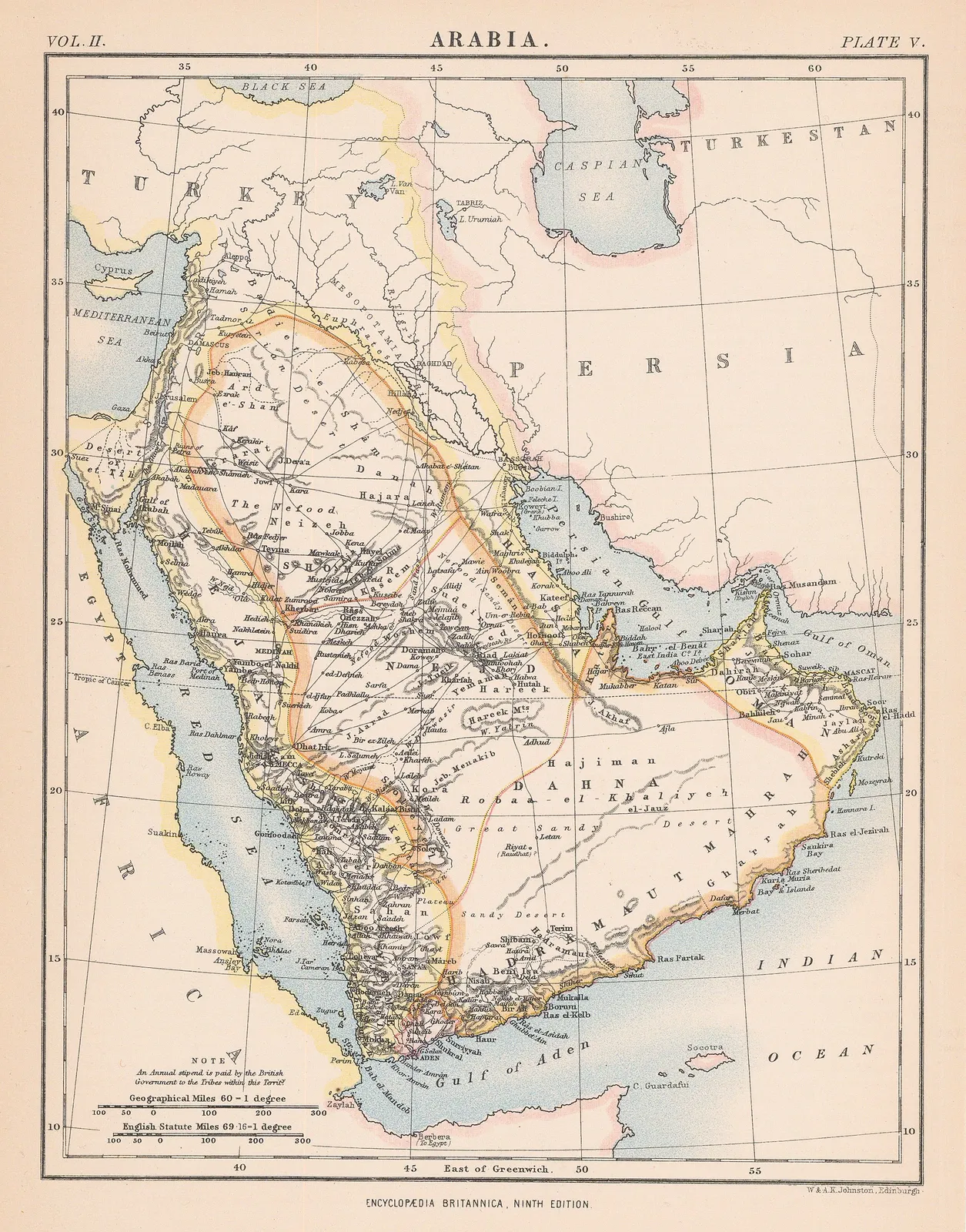 W. & A.K. Johnston, Arabia, 1880 c.