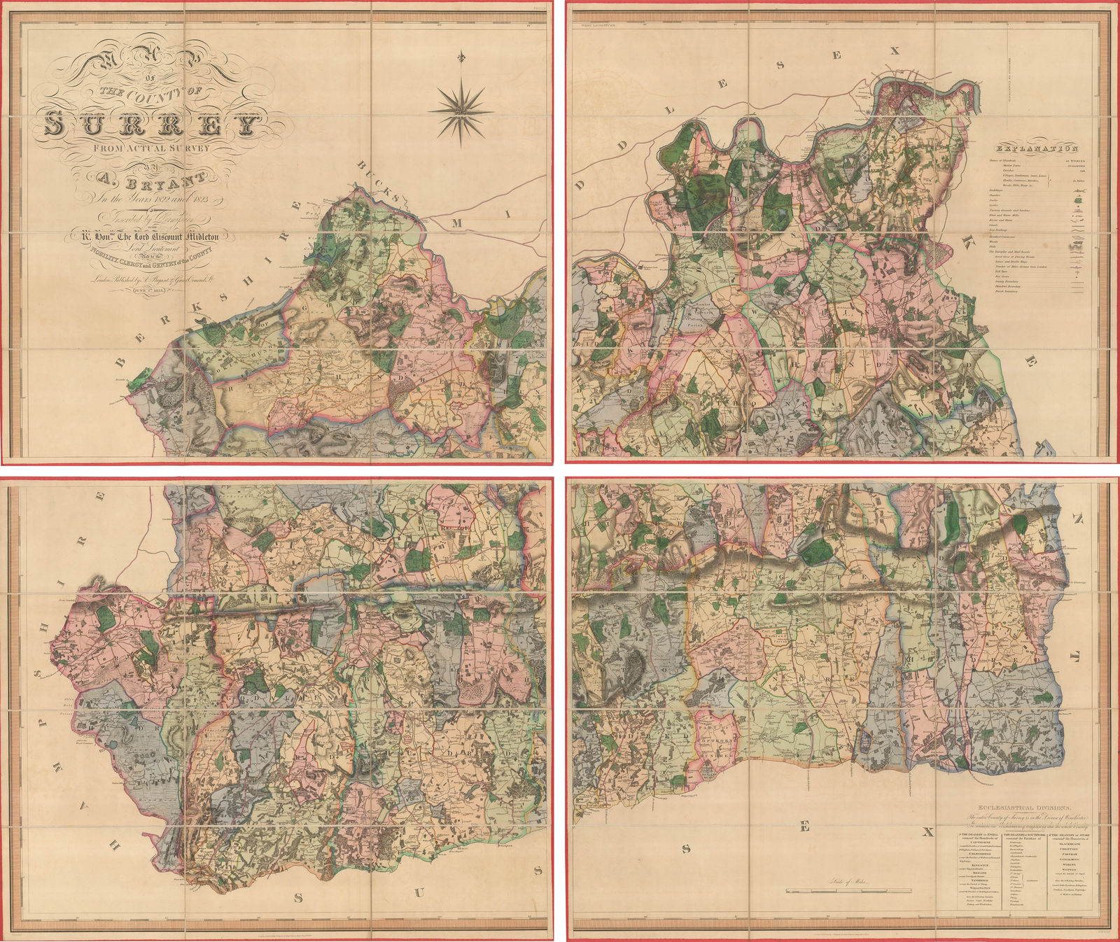 Andrew Bryant, Map of the County of Surrey from Actual Survey, 1823