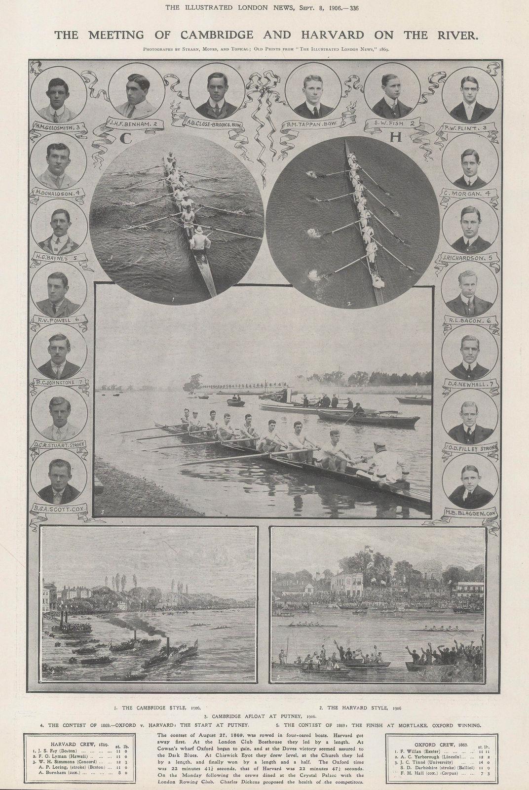 Illustrated London News (ILN), Rowing - Harvard and Cambridge Boat Race, 1906