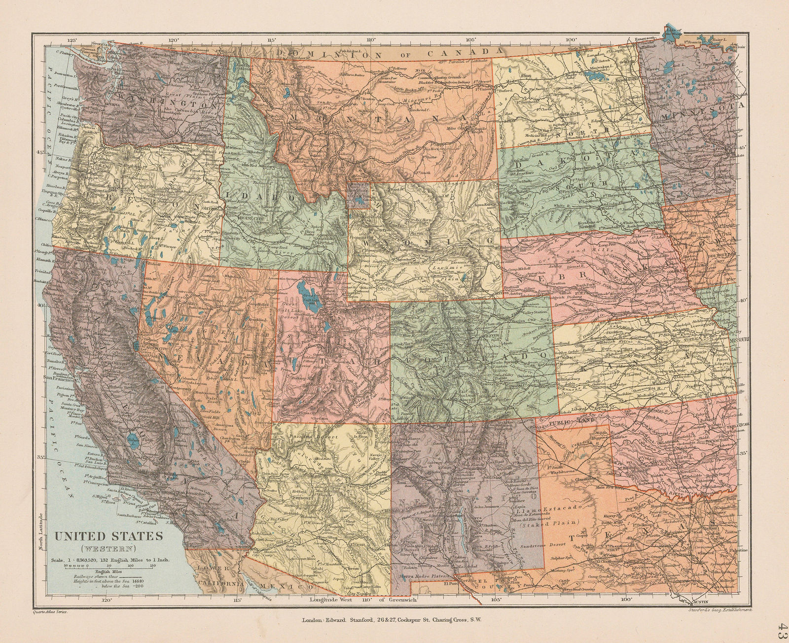 Edward Stanford, Western United States, 1896