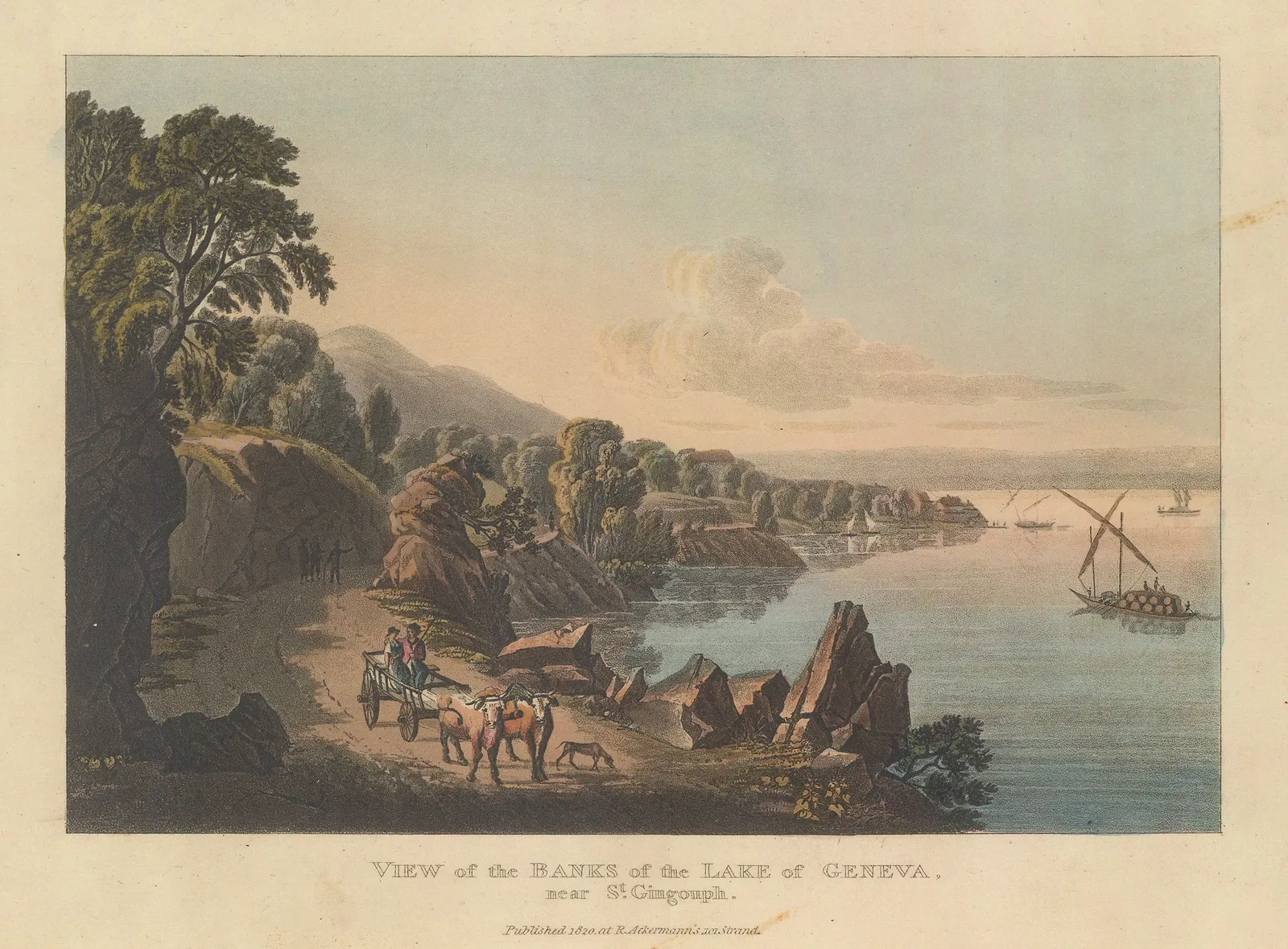 Rudolph Ackermann, Switzerland - Geneva, Lake Geneva, 1820