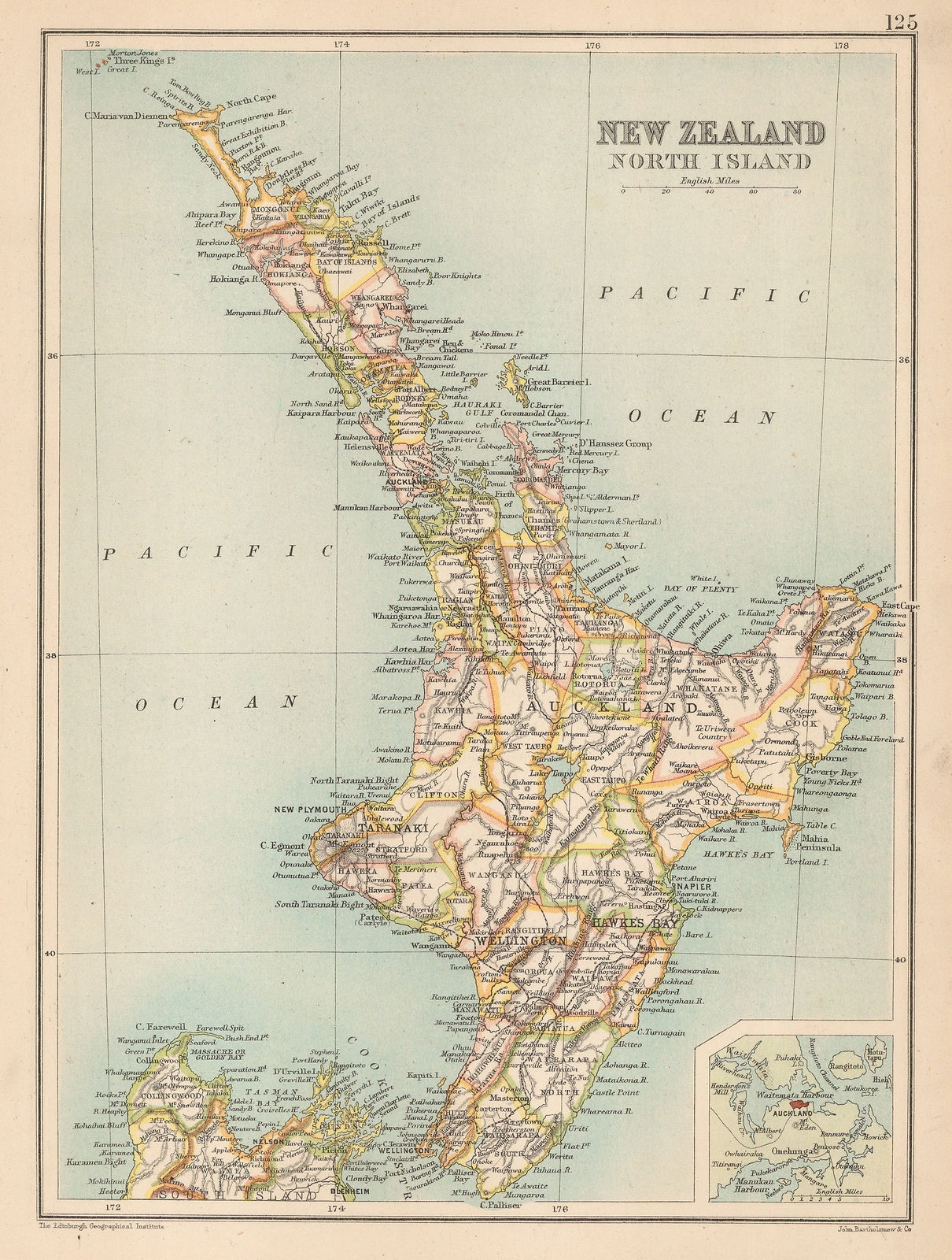 J.G. Bartholomew, New Zealand: North Island, 1891